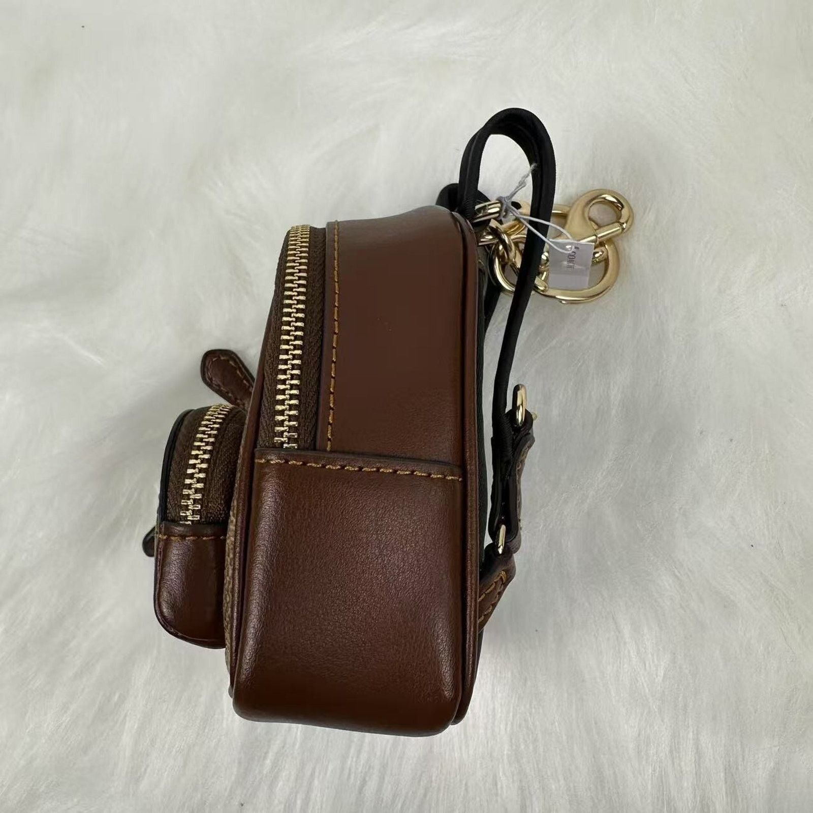 Coach Coach Mini Court Backpack Bag Charm Keychain In Brown NWT Size ONE SIZE - 3 Thumbnail