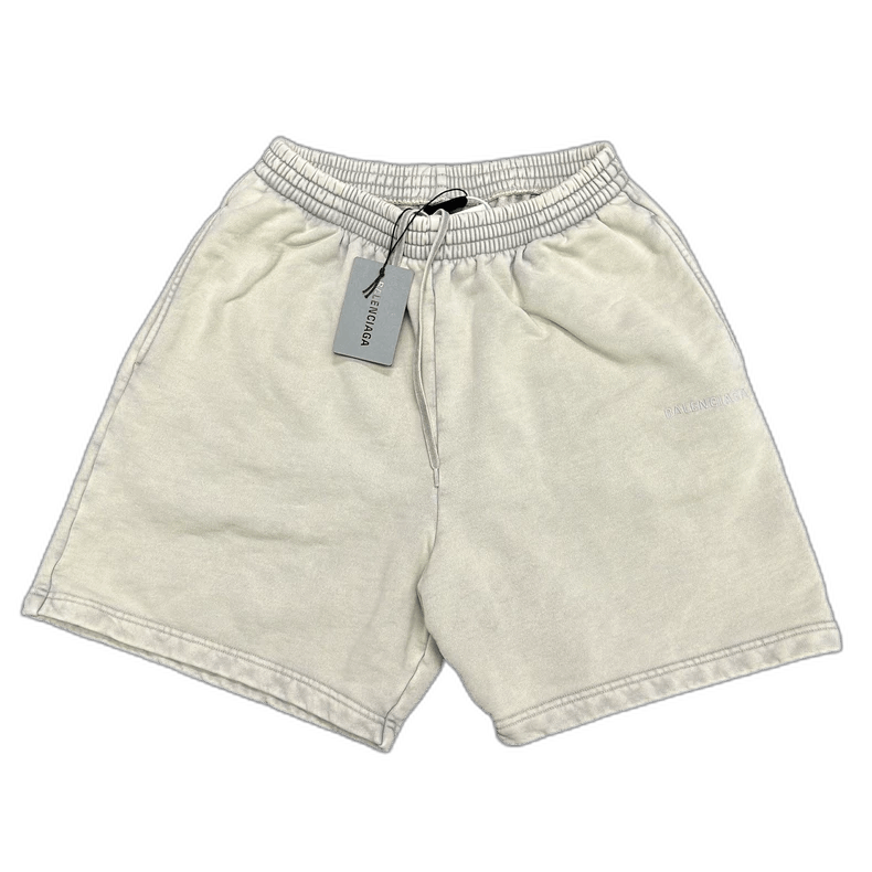 Balenciaga Balenciaga Distressed Beige Embroidered Logo Shorts Size US 28 / EU 44 - 1 Thumbnail