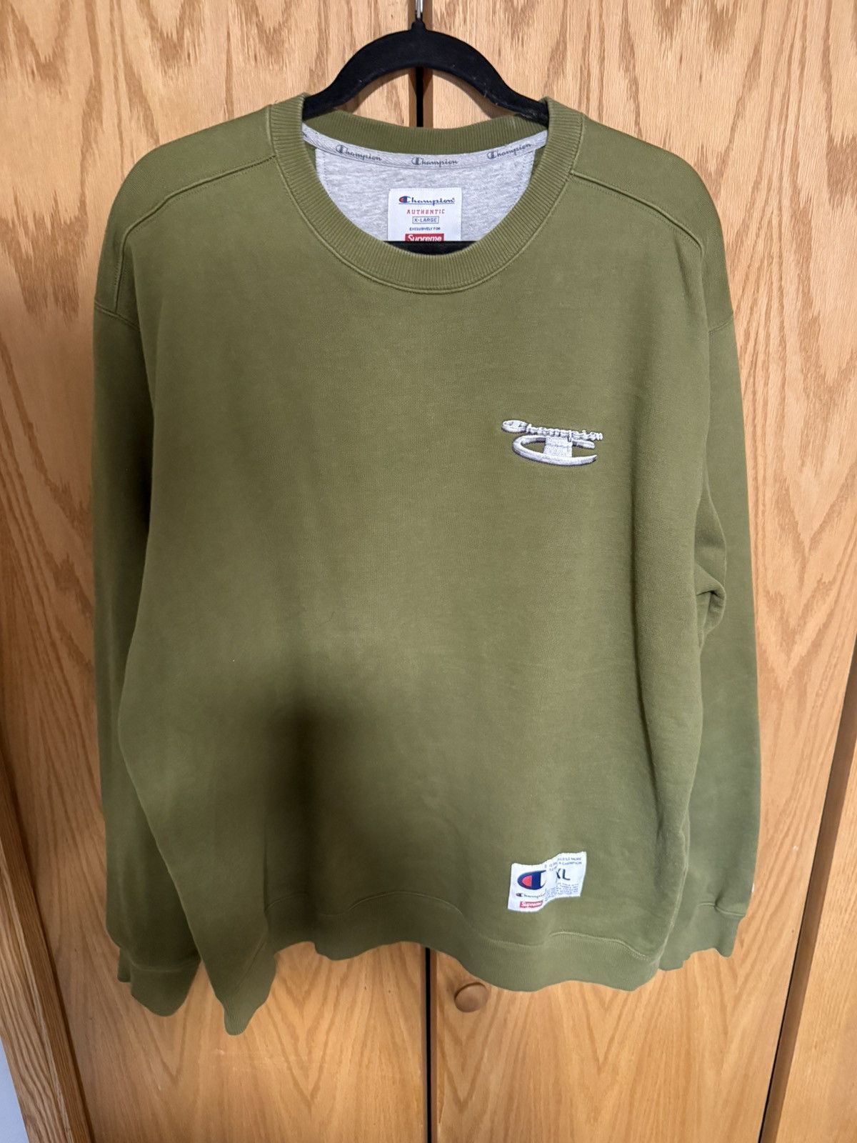 Champion × Supreme Supreme Champion 3D Metallic Crewneck | Grailed