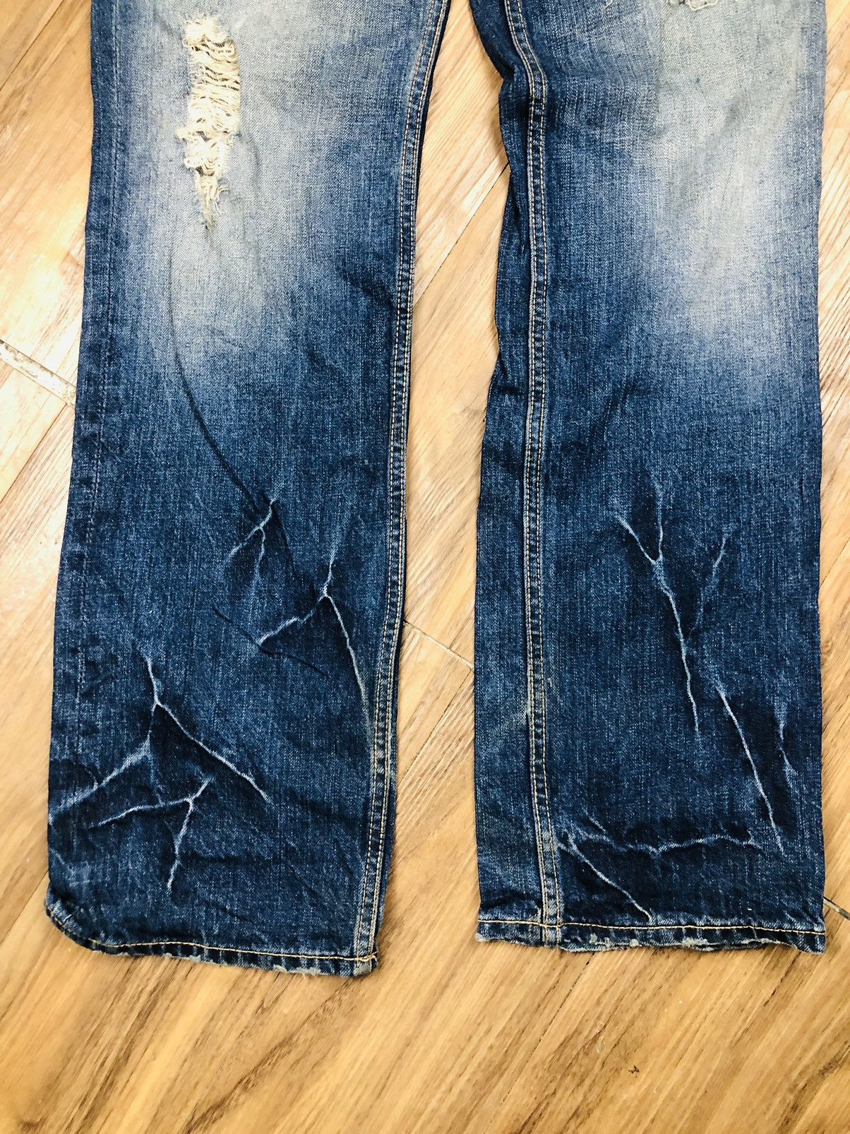 PPFM PPFM Japanese Denim Jeans Distressed Ripped Fade Unik (37) Size US 30 / EU 46 - 4 Thumbnail