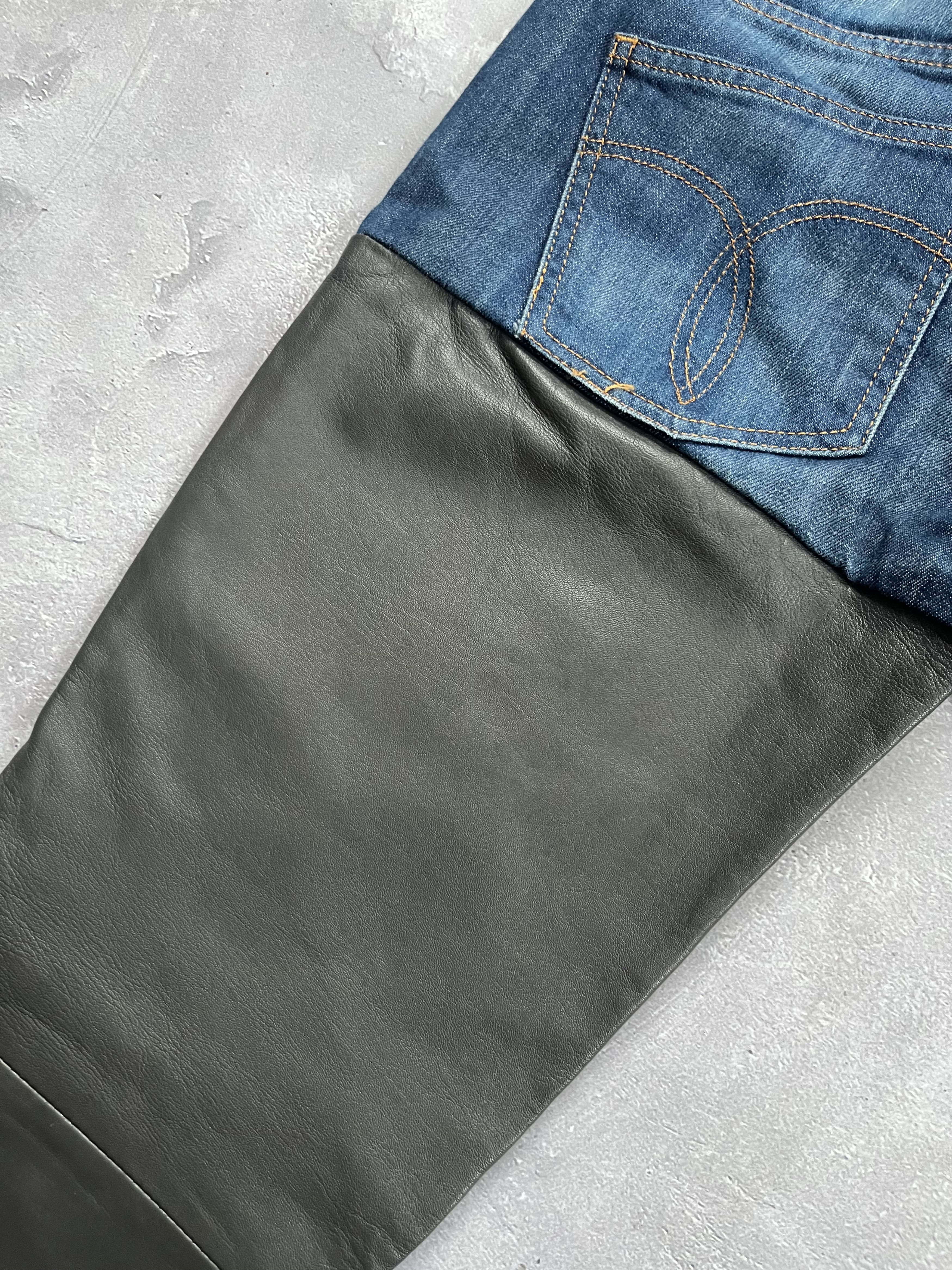 Fiorucci Fiorucci Leather Panel Jeans W27 Y2K Denim Moto Pants Size 27" / US 4 / IT 40 - 5 Thumbnail