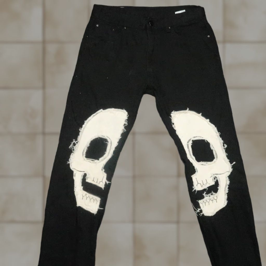 Mens Skeleton Jeans NWT 2020 MNML D184 Skeleton Denim Pants Black