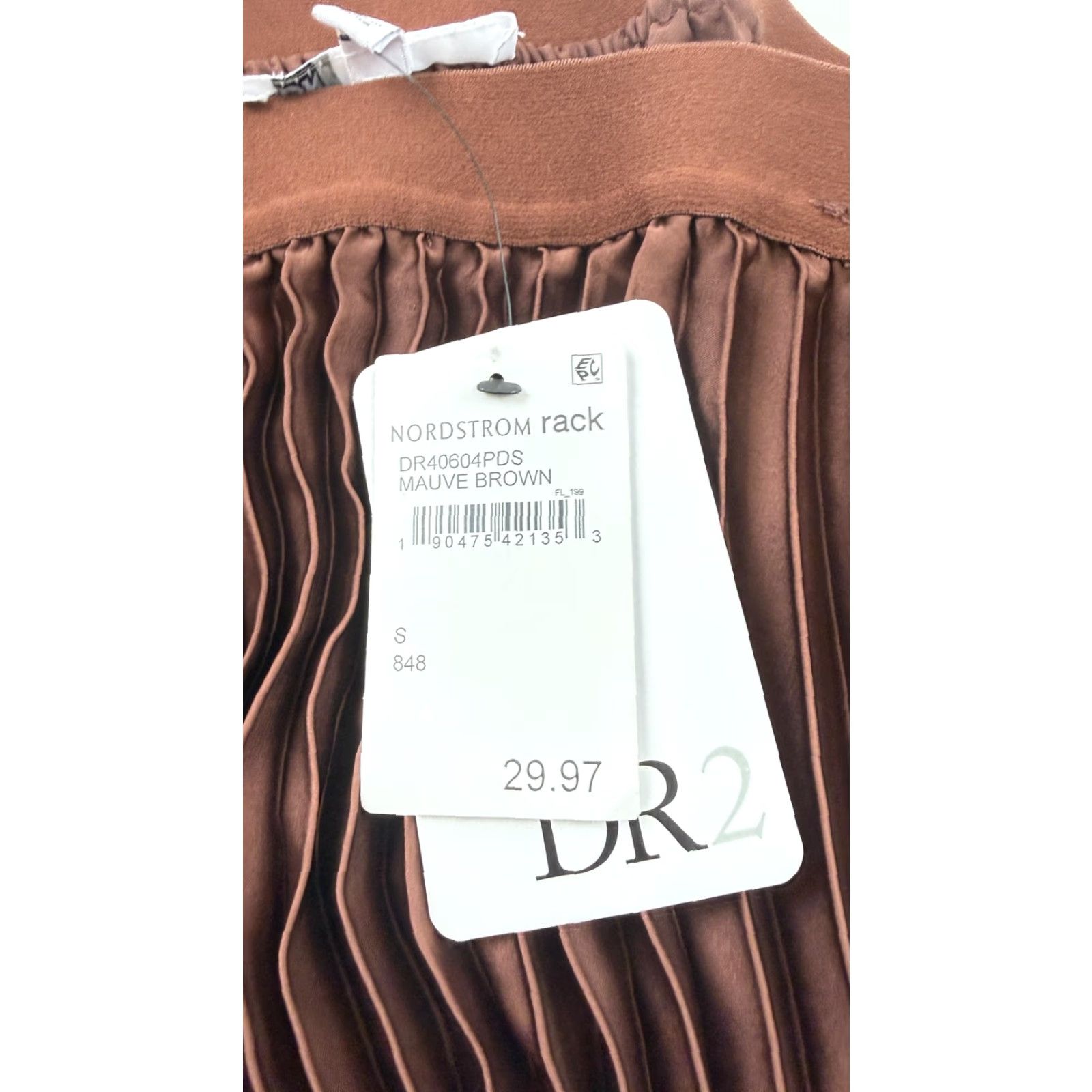 Vintage DR2 Skirt Womens Small Brown Pleated Midi Elastic Waist Pull On Polyester Size 28" / US 6 / IT 42 - 4 Thumbnail