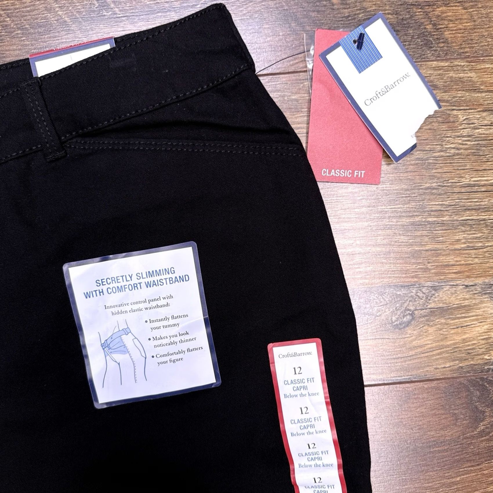 Croft & Barrow Croft & Barrow Capri Pants Womens 12 Classic Fit Black Stretch Twill Straight Leg Casual Size 34" / US 12 / IT 48 - 4 Thumbnail