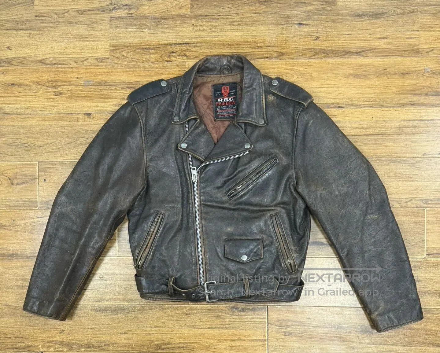 VINNY's Vintage RBC Men's Leather Motorcycle Jacket. Size US M / EU 48-50 / 2 - 1 Thumbnail