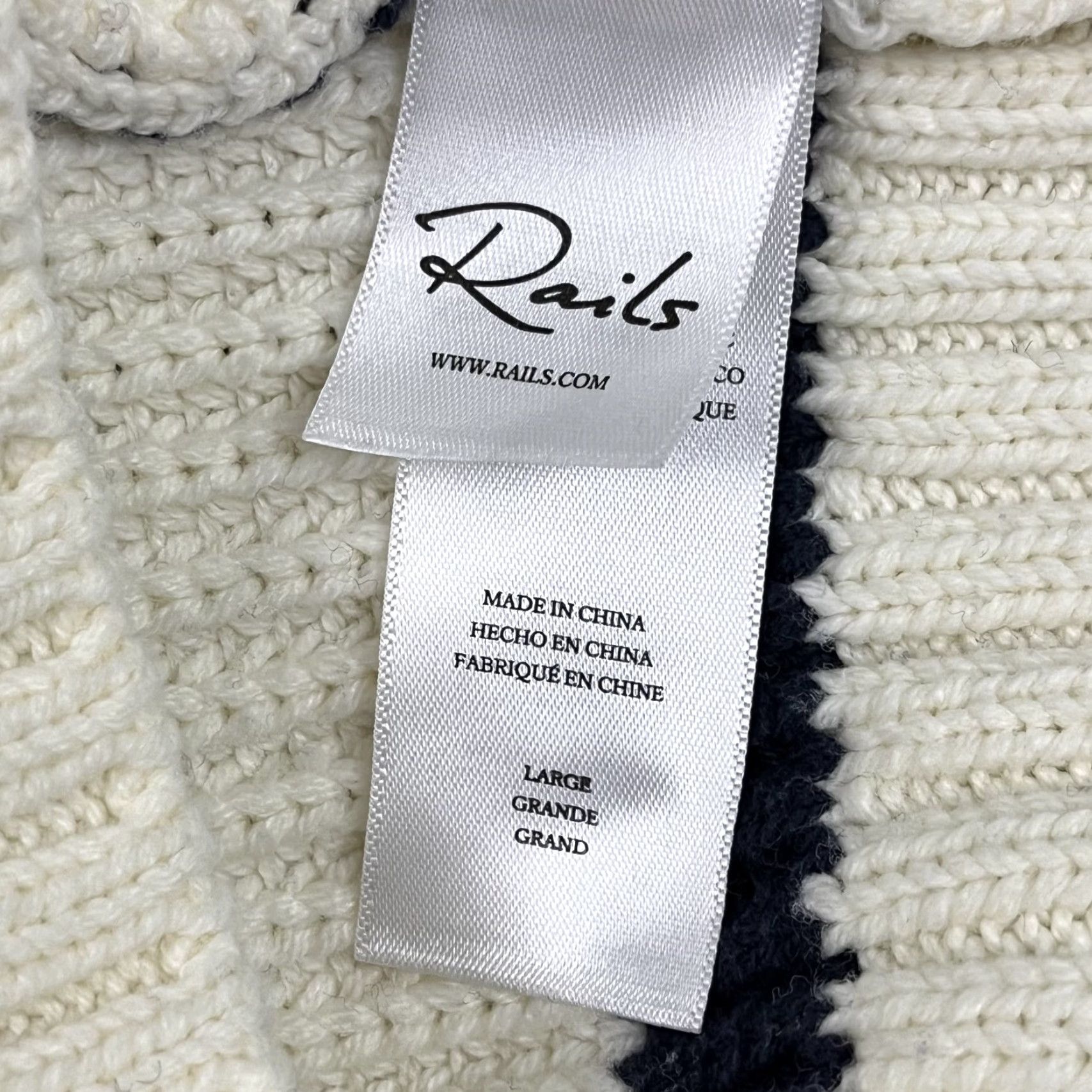 Rails VINTAGE Rails Bambi Sweater Top Womens Large Knit Ivory Navy Stripe Old Money Quiet Crew Size L / US 10 / IT 46 - 3 Thumbnail