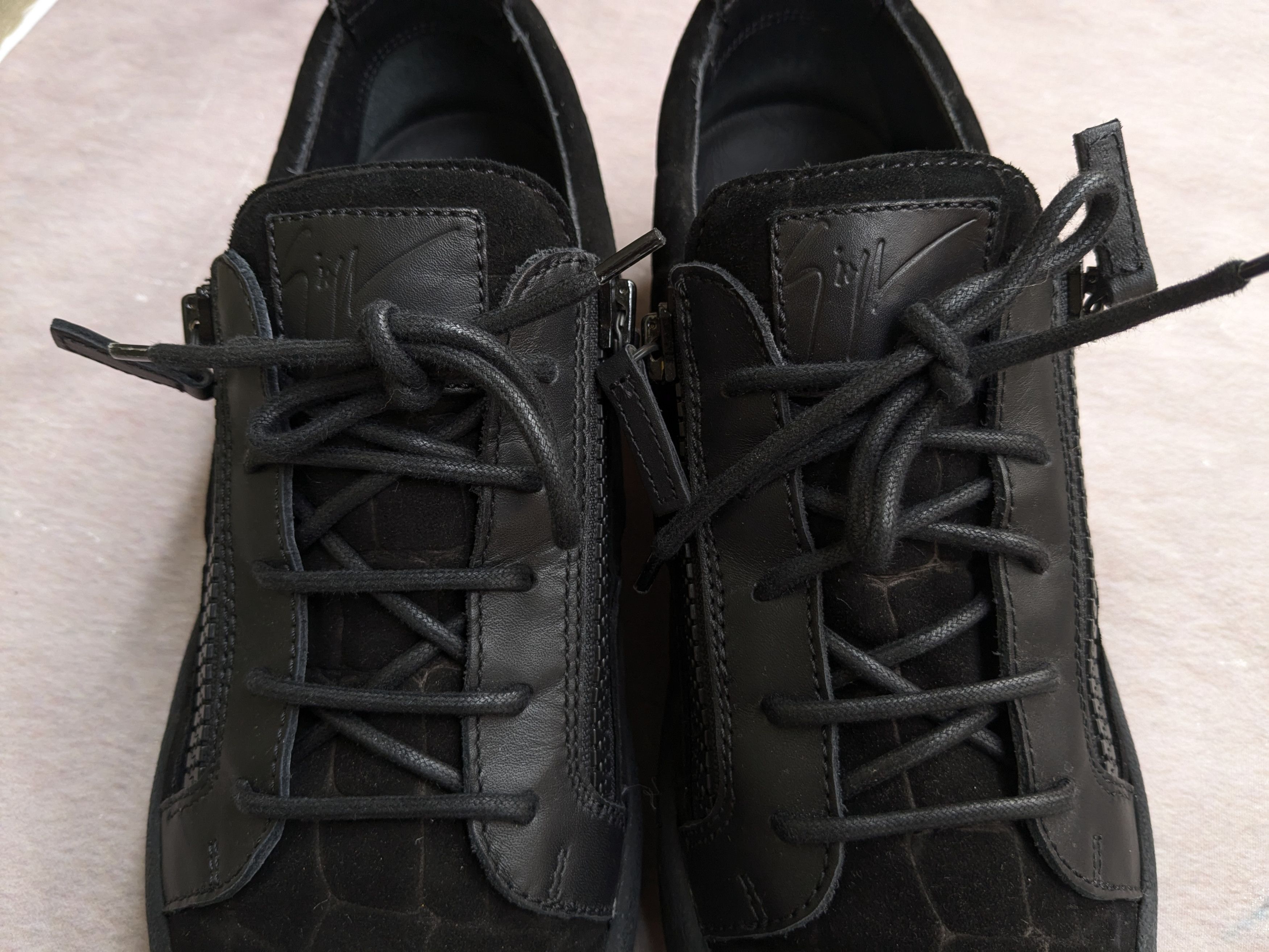 Giuseppe Zanotti Giuseppe Zanotti Sneakers Black Velvet Leather Zipper 11.5 Size US 11.5 / EU 44-45 - 4 Thumbnail