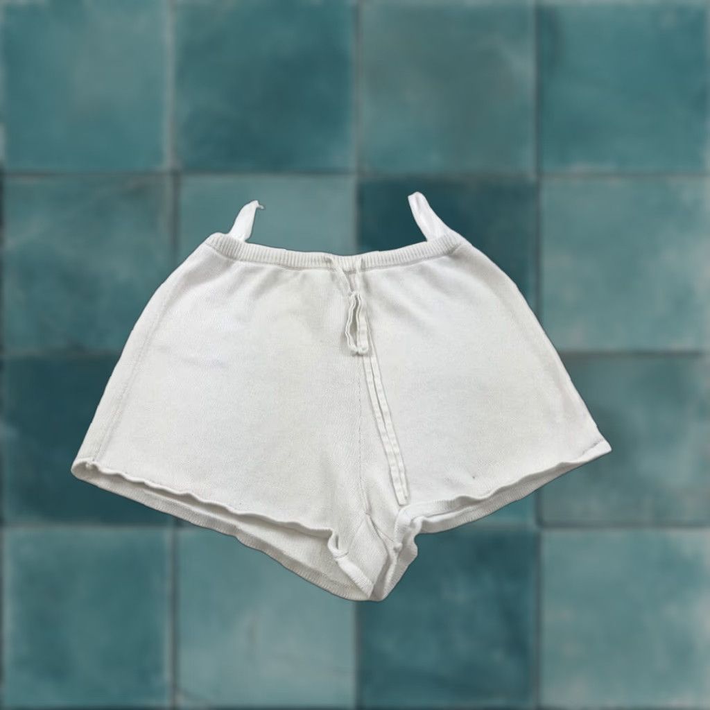 Vintage Sabo Skirt Mom Shorts Women's Medium White Knit Size 32" / US 10 / IT 46 - 1 Thumbnail