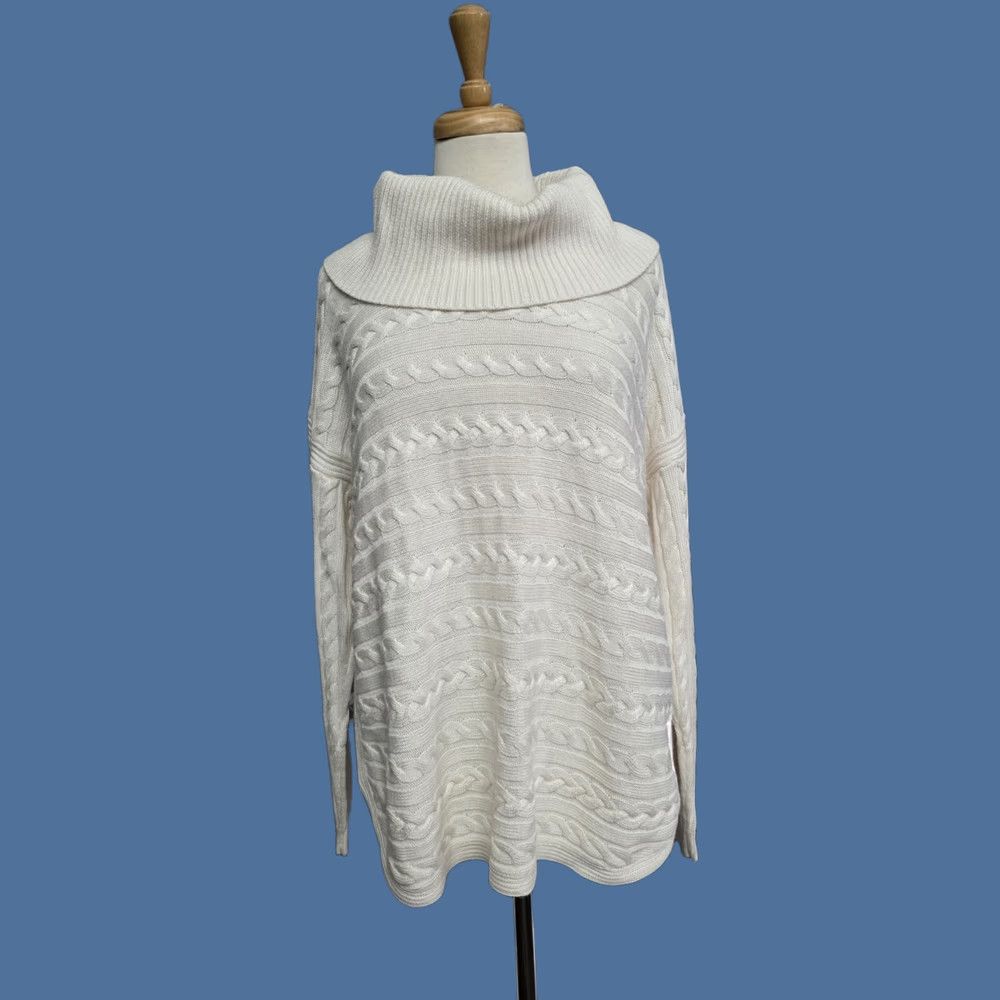 Ralph Lauren VINTAGE Lauren Ralph Lauren Cowl Neck Cable Knit Sweater Ivory Womens XL EUC Size XL / US 12-14 / IT 48-50 - 1 Thumbnail