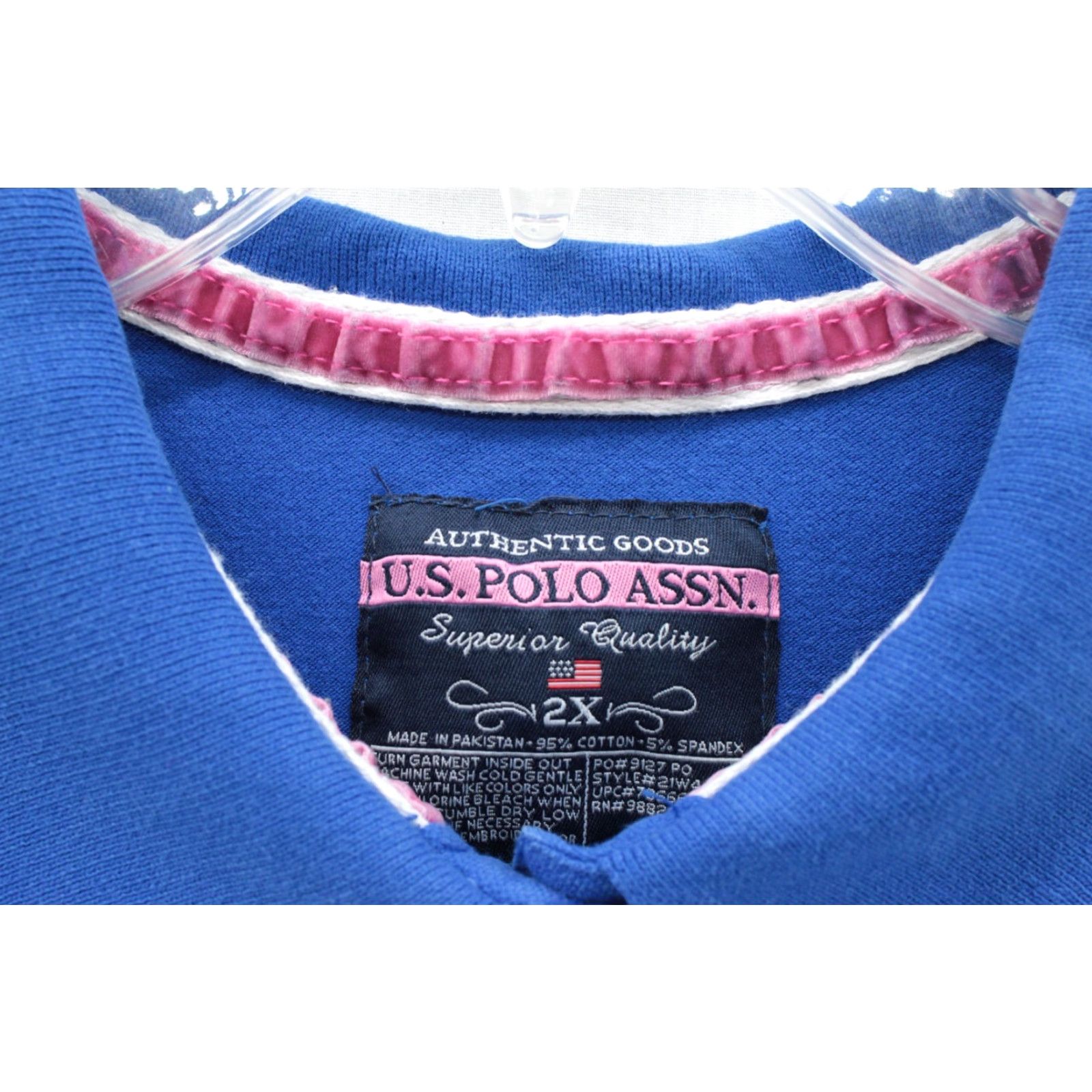 U.S. Polo Assn. US Polo Assn. Polo Shirt Womens 2X Blue Pink Logo Embroidered Preppy Big Pony Shirt Womens 2XL Blue Pink Logo Embroidered Preppy Big Pony Size XXL / US 16-18 / IT 52-54 - 6 Thumbnail