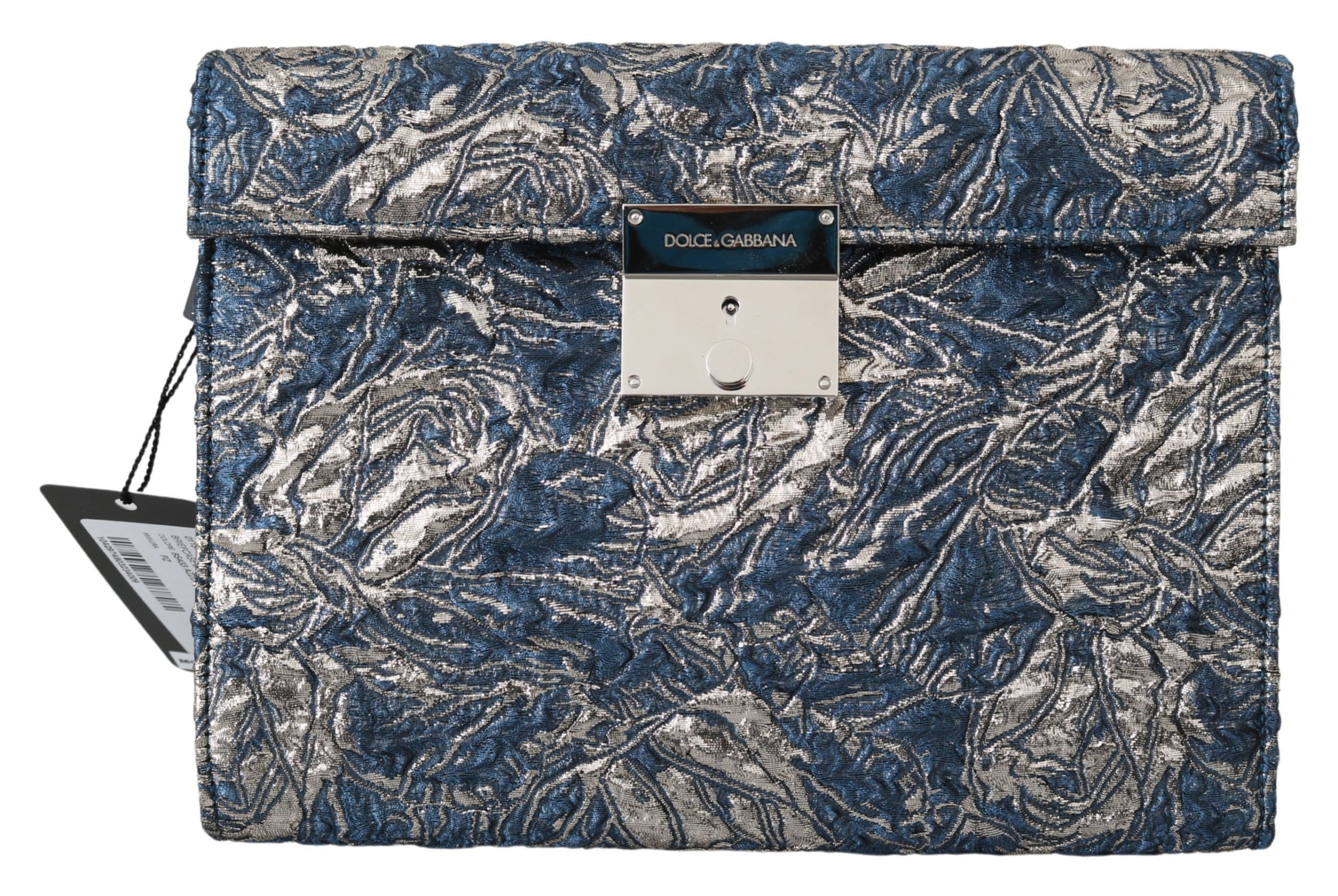 Dolce & Gabbana Elegant Blue Croc-Print Briefcase Men's Clutch Size ONE SIZE - 1 Thumbnail