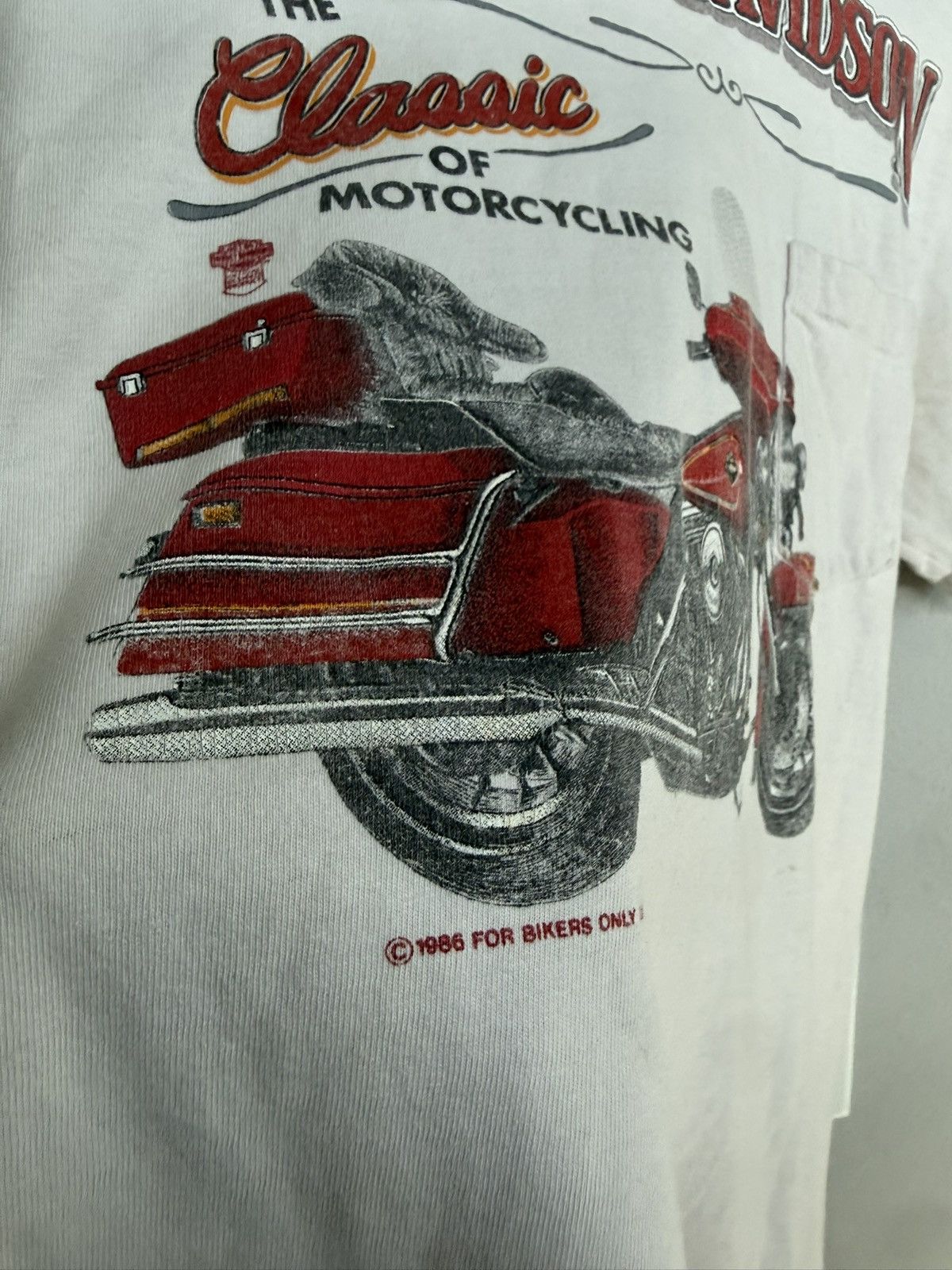 Harley Davidson 1986 Single Stitch Harley Pocket Tee Size US M / EU 48-50 / 2 - 3 Thumbnail