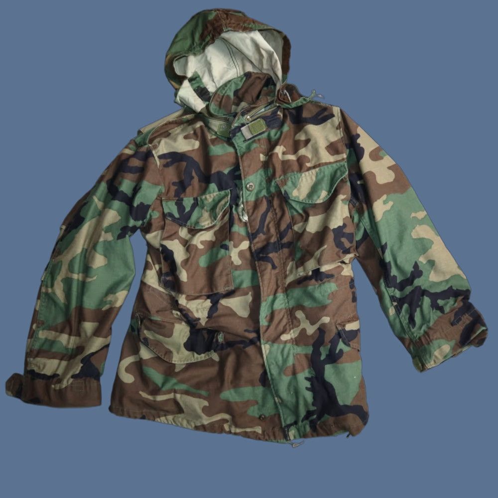 VINTAGE Unbranded M65 JACKET Military Coat XS Short Camouflage Multicolor Hooded Lined Shirt?