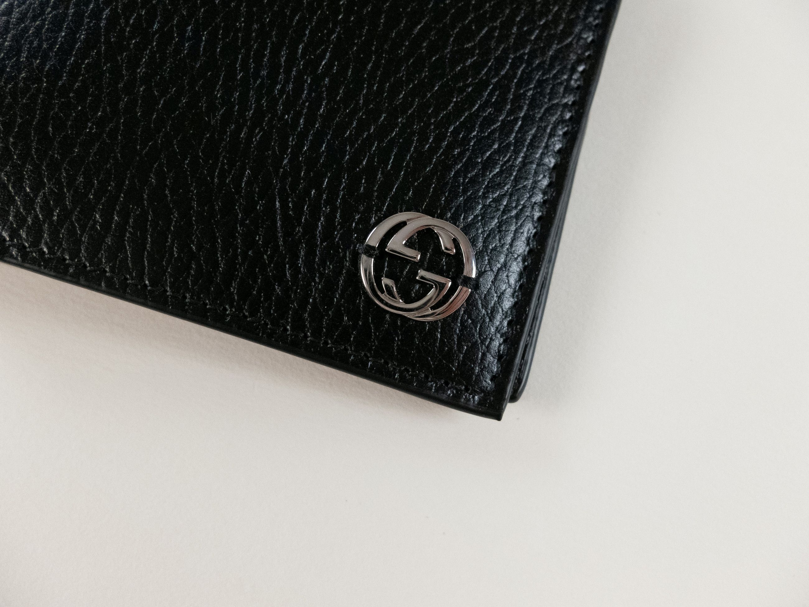 Gucci GUCCI full black interlocking GG logo bifold leather wallet Size ONE SIZE - 2 Thumbnail