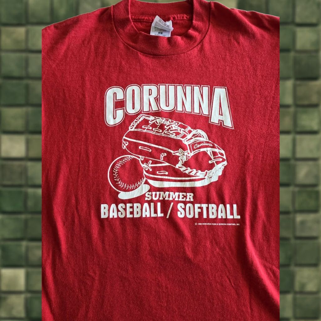 Fruit Of The Loom VINTAGE 90s Red Softball Baseball Single Stitch Tshirt Adult Medium Sports Tee Fruit of the Loom Unisex Graphic Tee Size US M / EU 48-50 / 2 - 1 Thumbnail