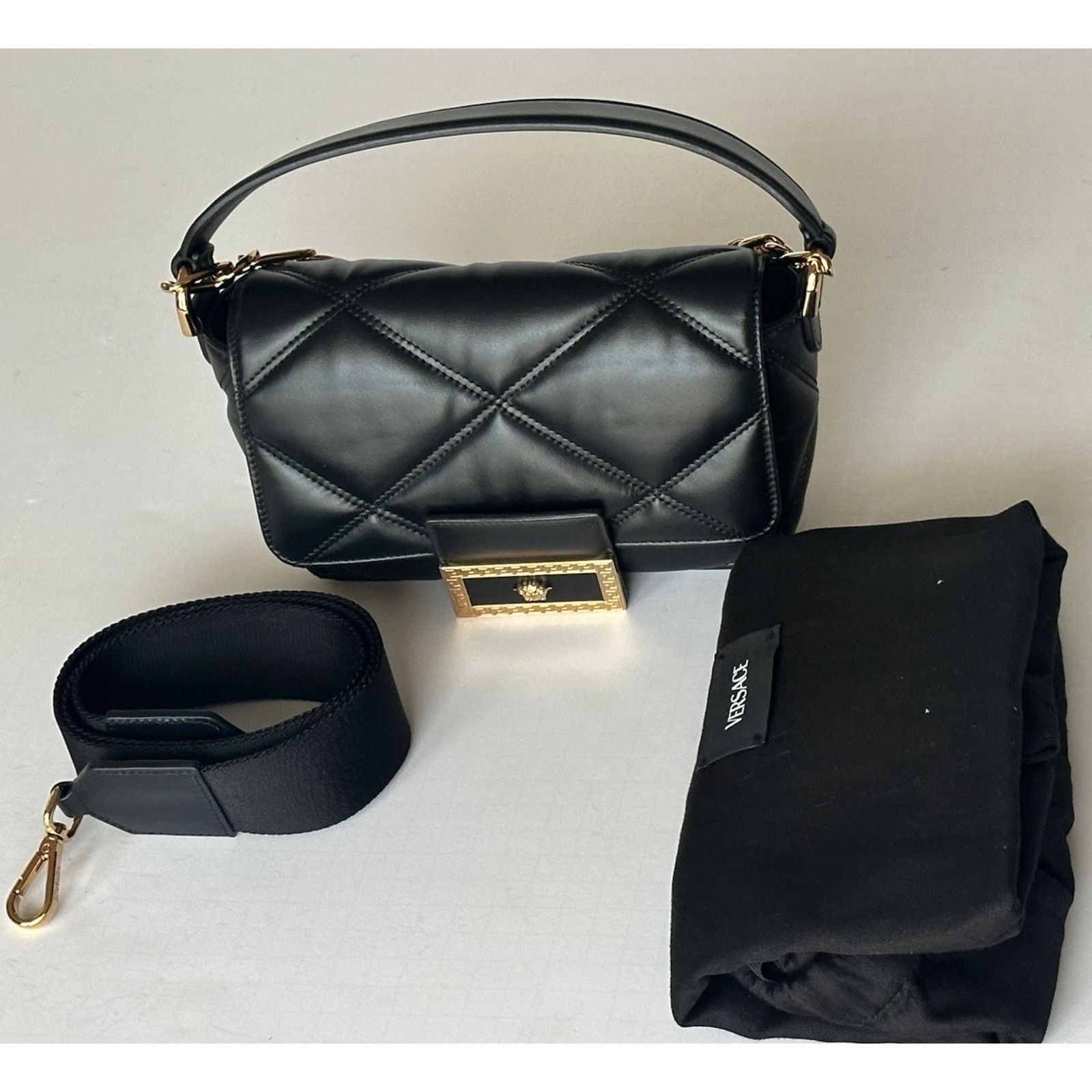 Versace Versace Quilted Leather Black Small Shoulder Bag 1014521 Size ONE SIZE - 8 Thumbnail