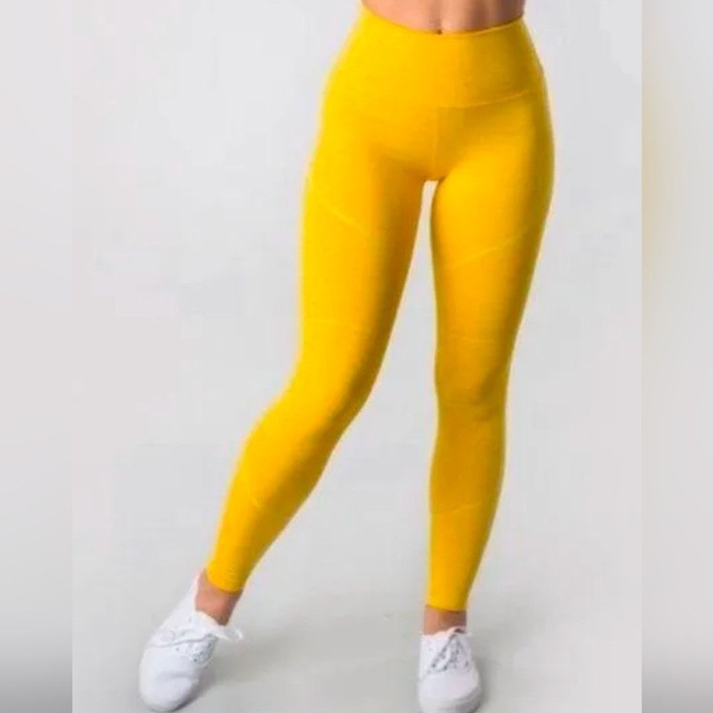 Alphalete Revival R6 Seamless Yellow Leggings Size Medium