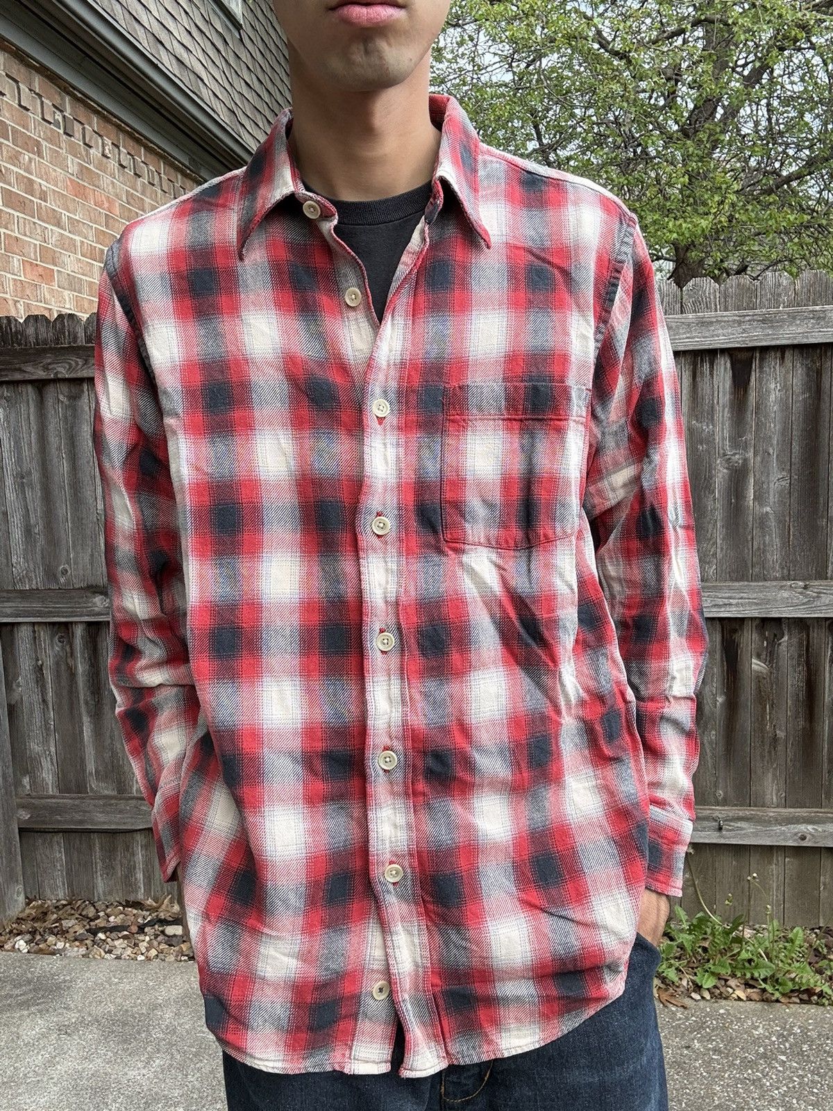 Gap 90s GAP Cotton Relaxed Fit Plaid Red Black & White Flannel Size US M / EU 48-50 / 2 - 1 Thumbnail