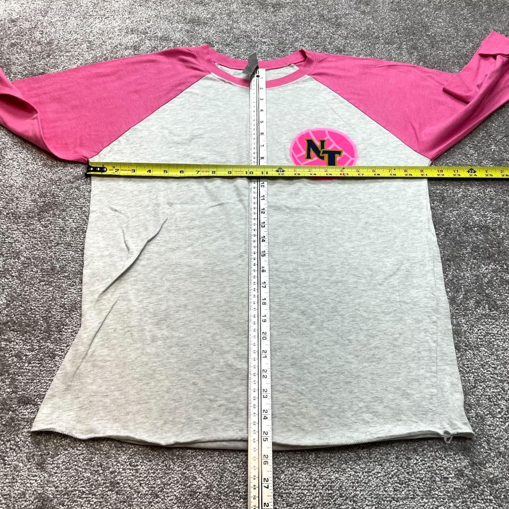 Next Level Next Level Shirt Adult Large Gray Pink Colorblock 3/4 Sleeve NT Volleyball Top Mens Womens Size US L / EU 52-54 / 3 - 5 Thumbnail