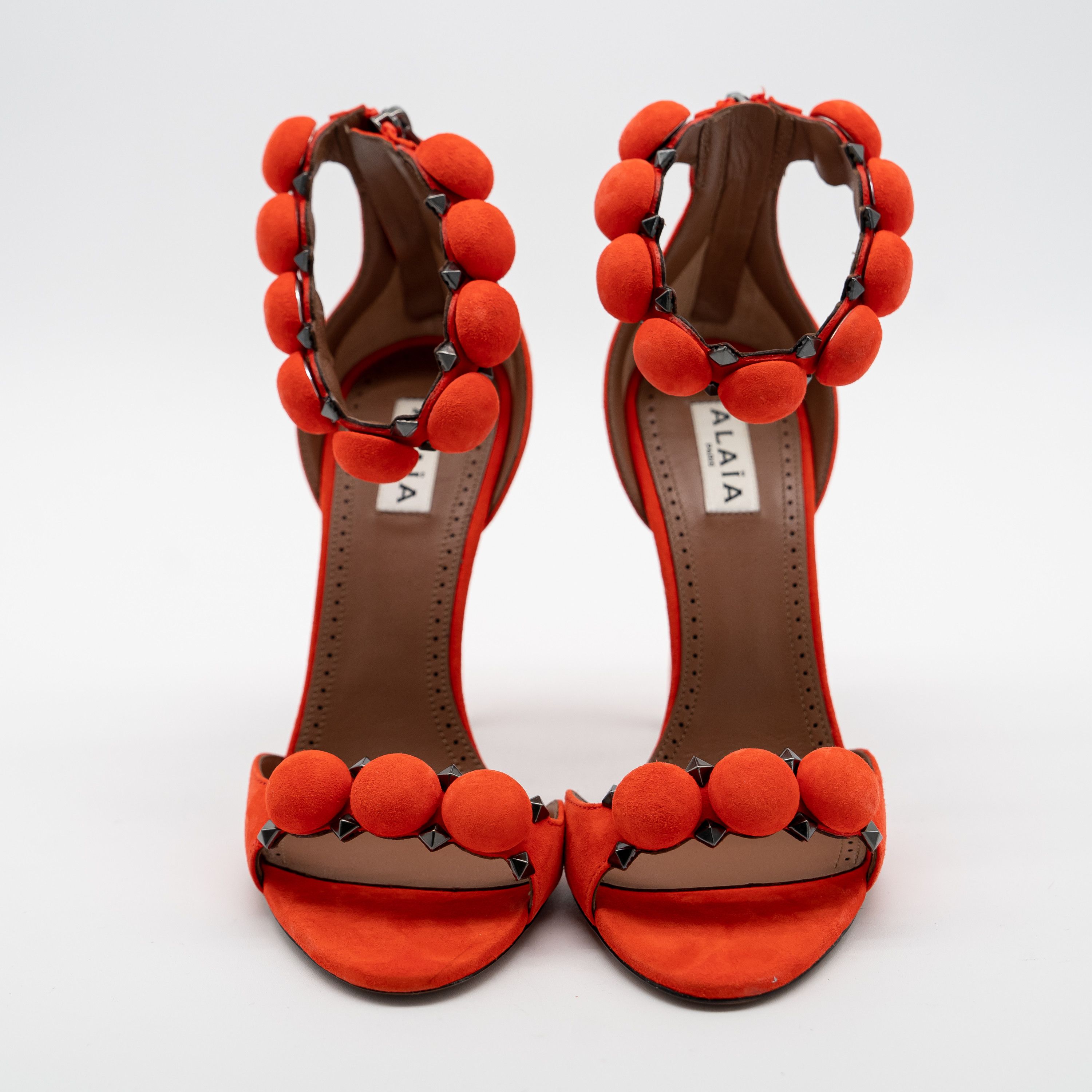 Alaia 37eu 7 US Alaia La Bombe 90 Red Sandals Strap Suede Heels Size US 7 / IT 37 - 2 Thumbnail