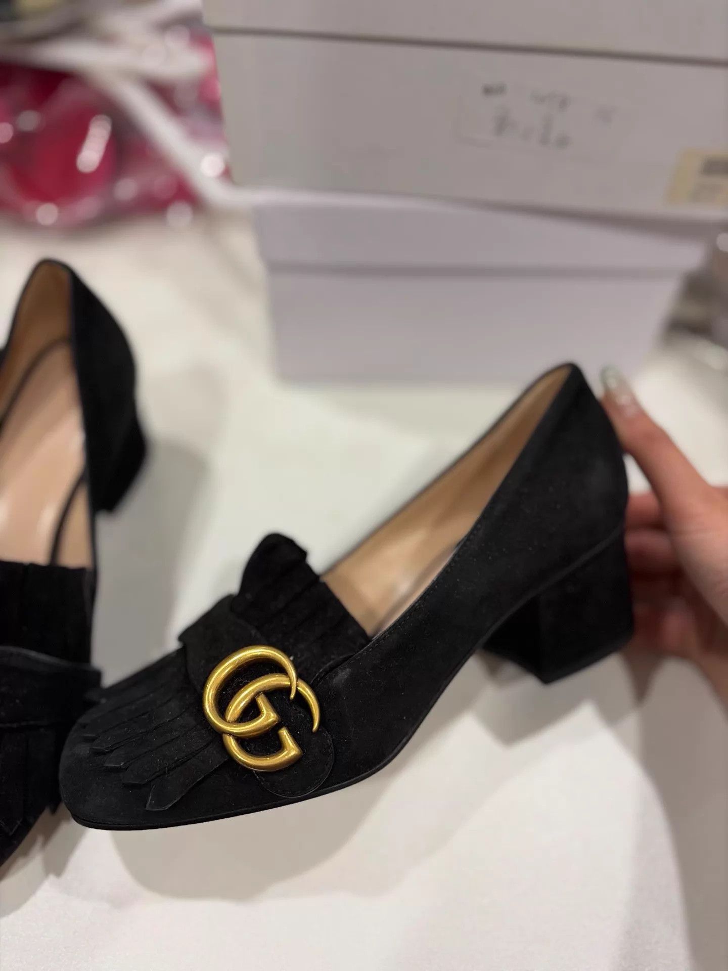 Gucci Gucci Black Suede Block Heel Mary Jane Size 35 (New) Size US 4.5 / IT 34.5 - 4 Thumbnail