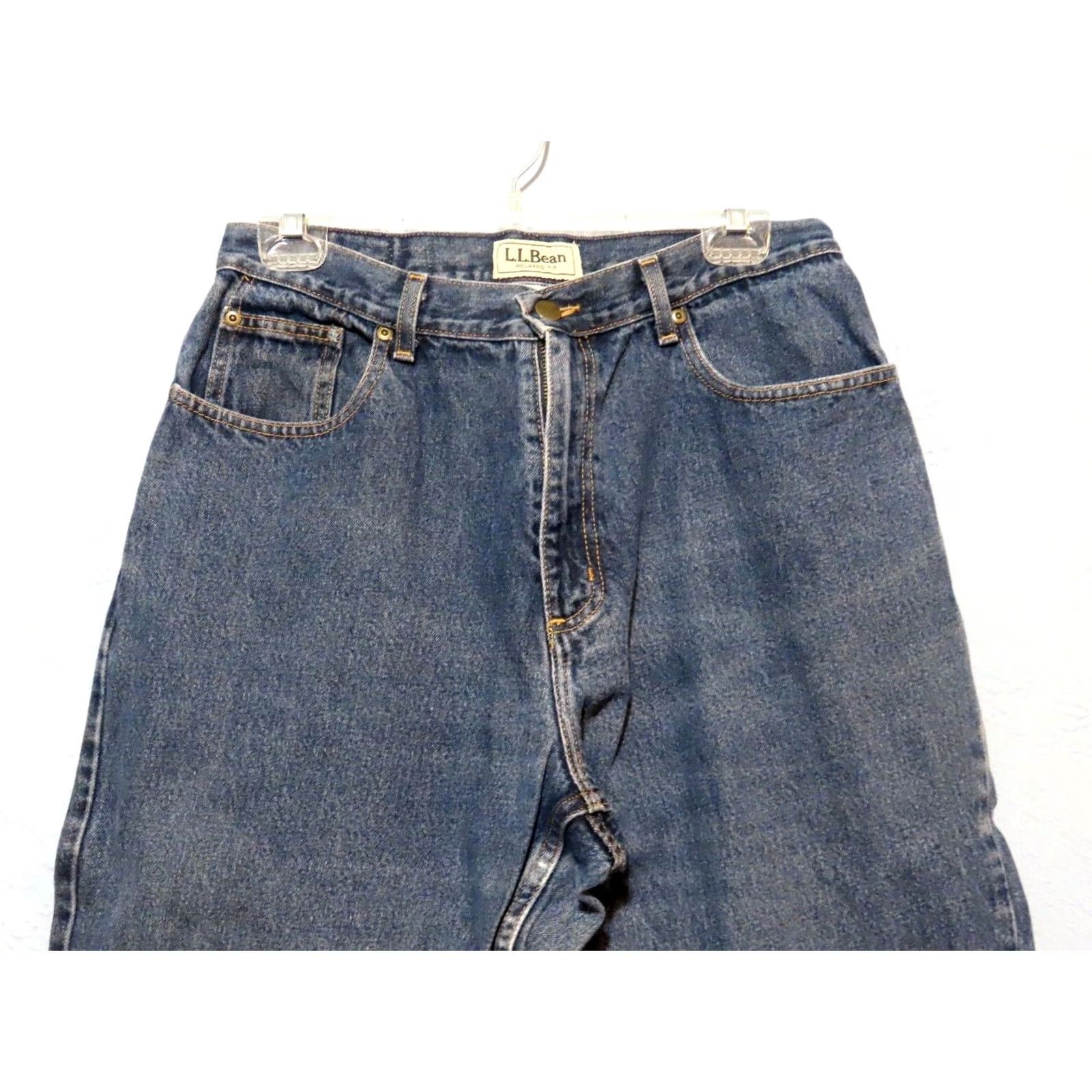 Vintage L.L. Bean Jeans Womens 14 Regular Relaxed Fit Wide-Leg Blue Denim Cotton Zip 5-Pocket Mid Rise Regular Womens Jeans Size 36" / US 14 / IT 50 - 3 Thumbnail
