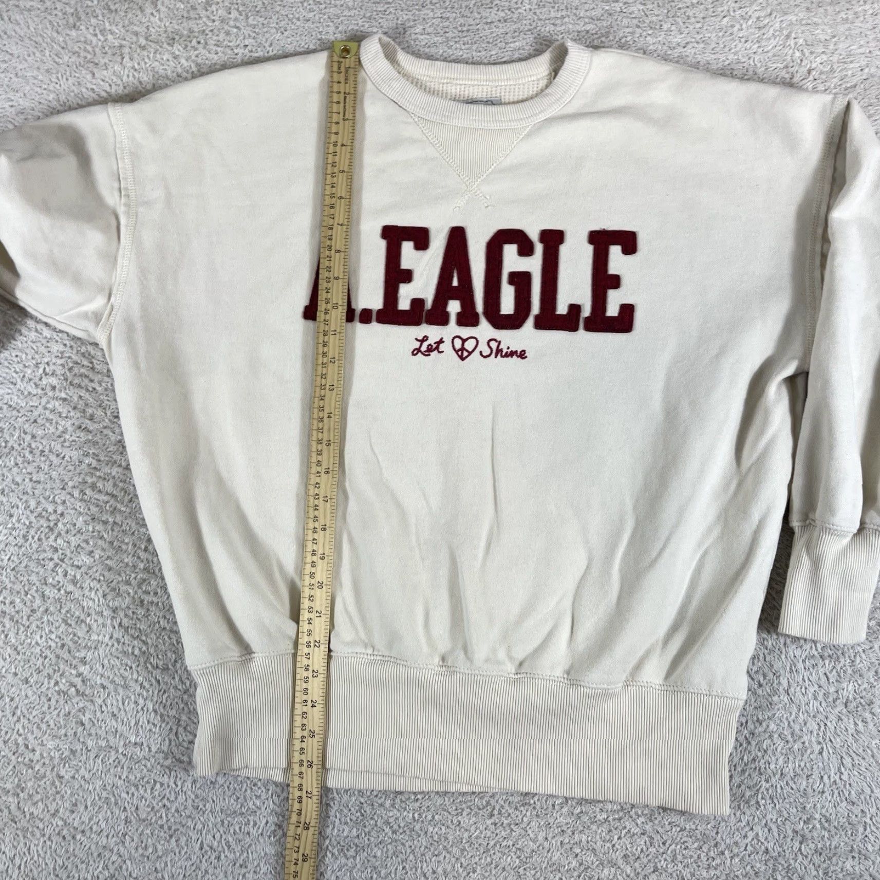 American Eagle Outfitters American Eagle Outfitters Sweatshirt Crewneck Adult Small Ivory Oversized Boxy Y2K Preppy Mens Size US S / EU 44-46 / 1 - 5 Thumbnail