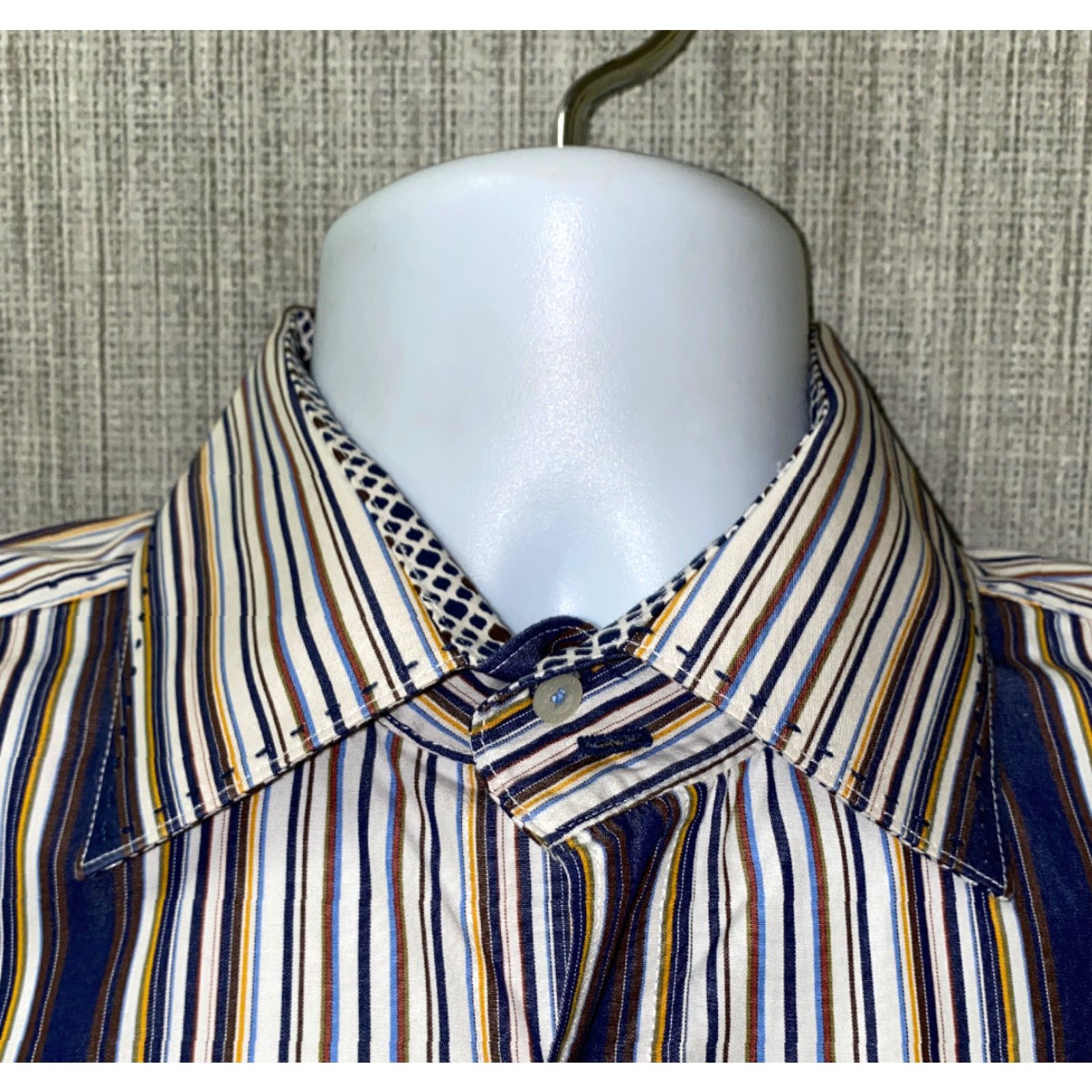 BUGATCHI Bugatchi Uomo Mens Striped Button Front Long Sleeve Shirt L Regular Cotton Multicolor Button-Up Casual Mens Shirt Size US L / EU 52-54 / 3 - 3 Thumbnail