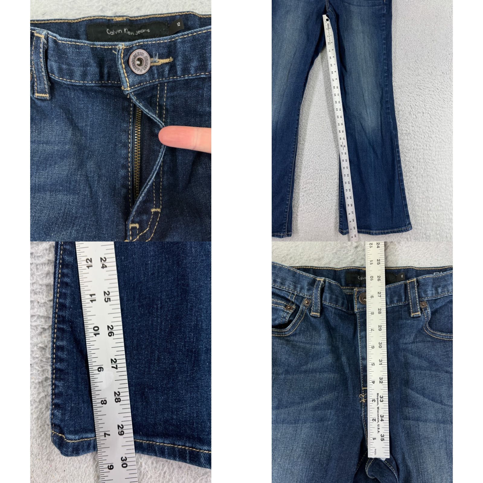 Calvin Klein Calvin Klein Jeans Women 12 Blue Denim Flared Mid Rise 30x30 Cotton Blend Womens Size 34" / US 12 / IT 48 - 8 Thumbnail