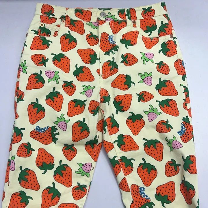 Gucci Gucci Strawberry Print Casual Pants for Women-2507 Size 26" / US 2 / IT 38 - 2 Thumbnail