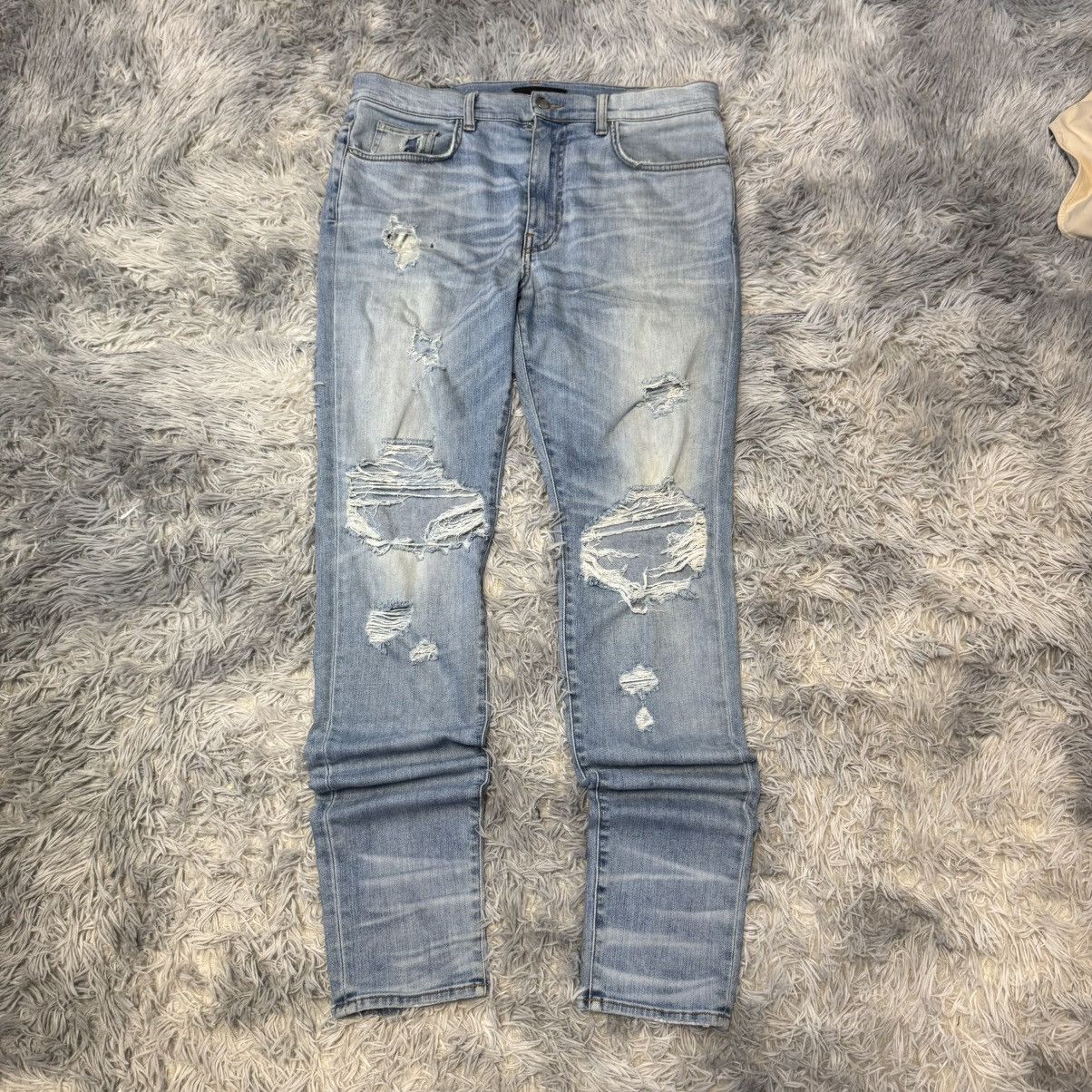 Amiri Amiri Distressed Skinny Denim Jeans - Light Blue Size US 36 / EU 52 - 1 Thumbnail