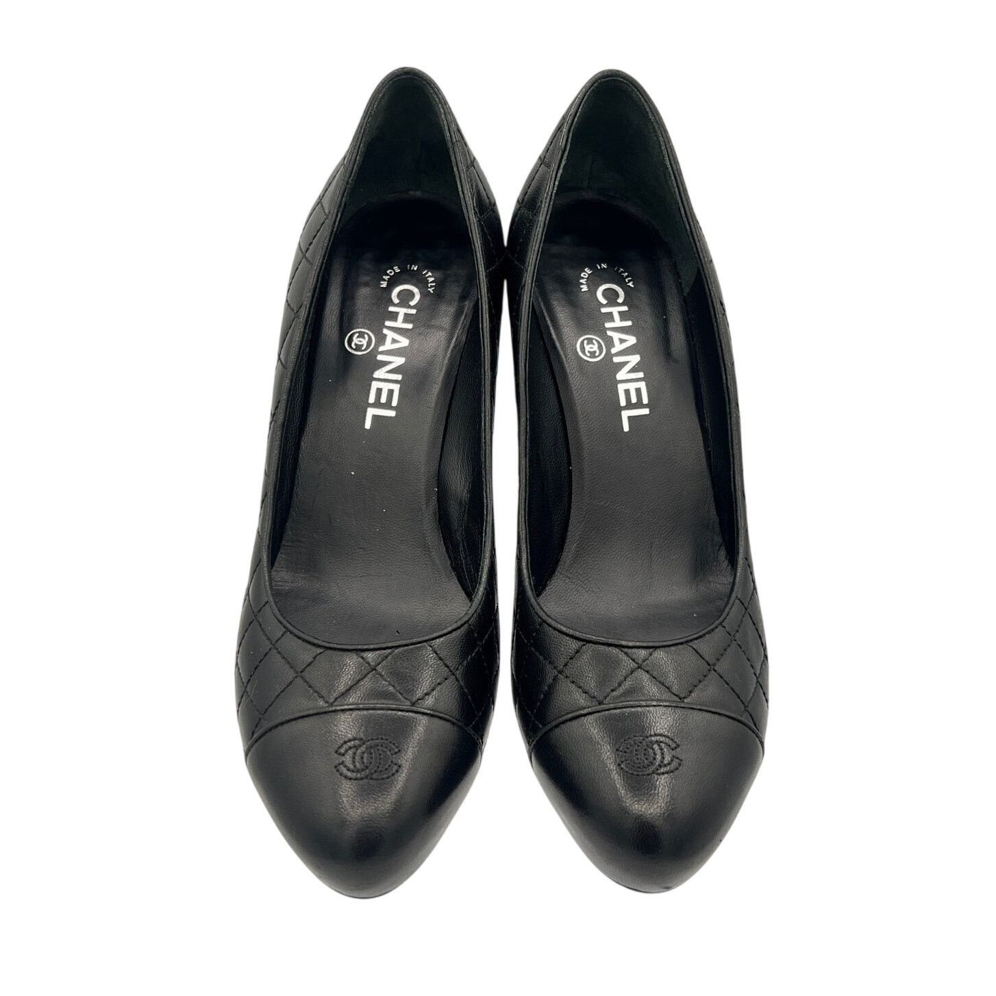Chanel Chanel Quilted Lambskin Cap Toe Platform Heels 38.5 Black Size US 8.5 / IT 38.5 - 2 Thumbnail