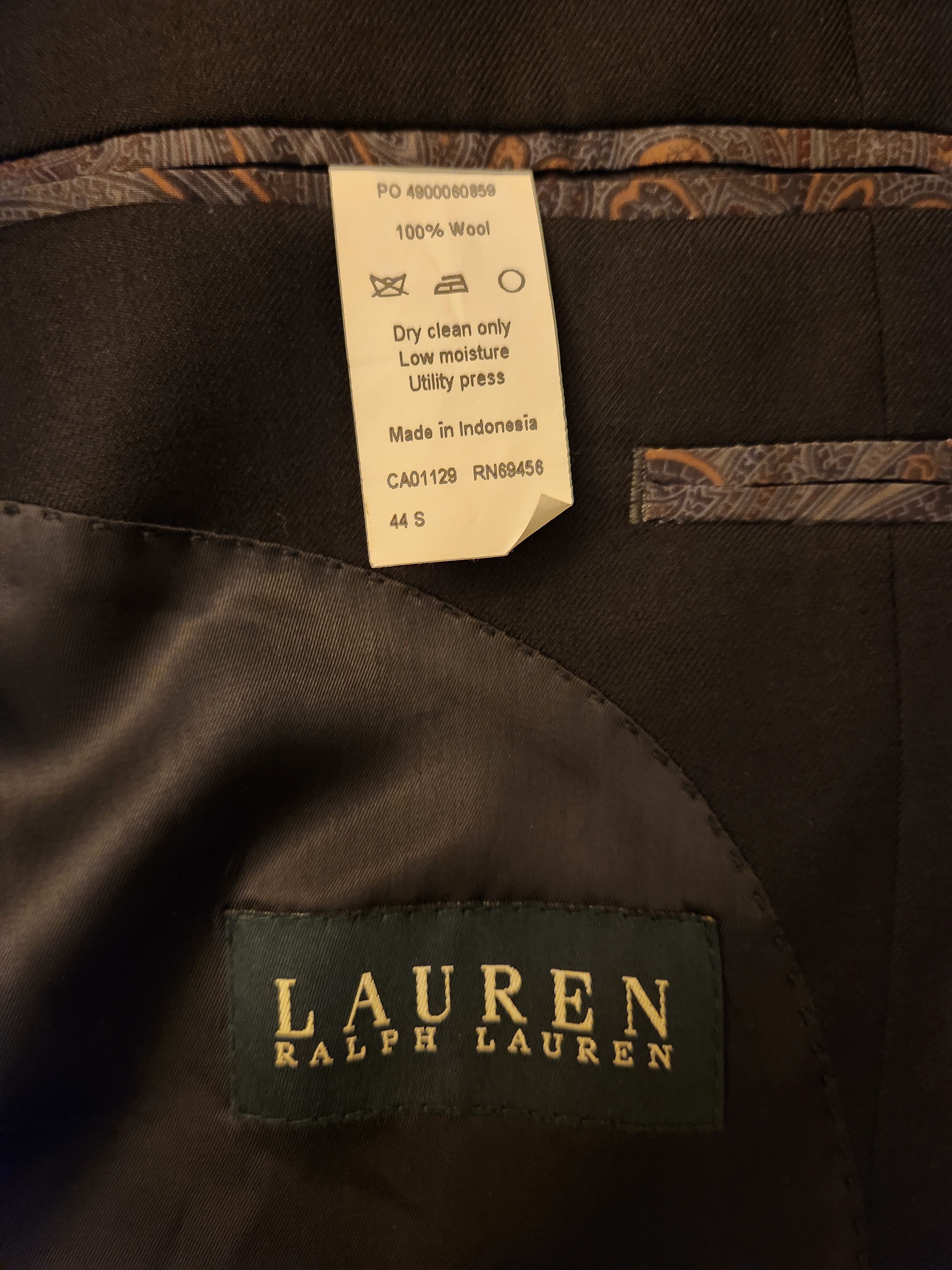 Lauren Ralph Lauren NWOT Men's100% Wool Black Blazer Size 44S - 3 Thumbnail