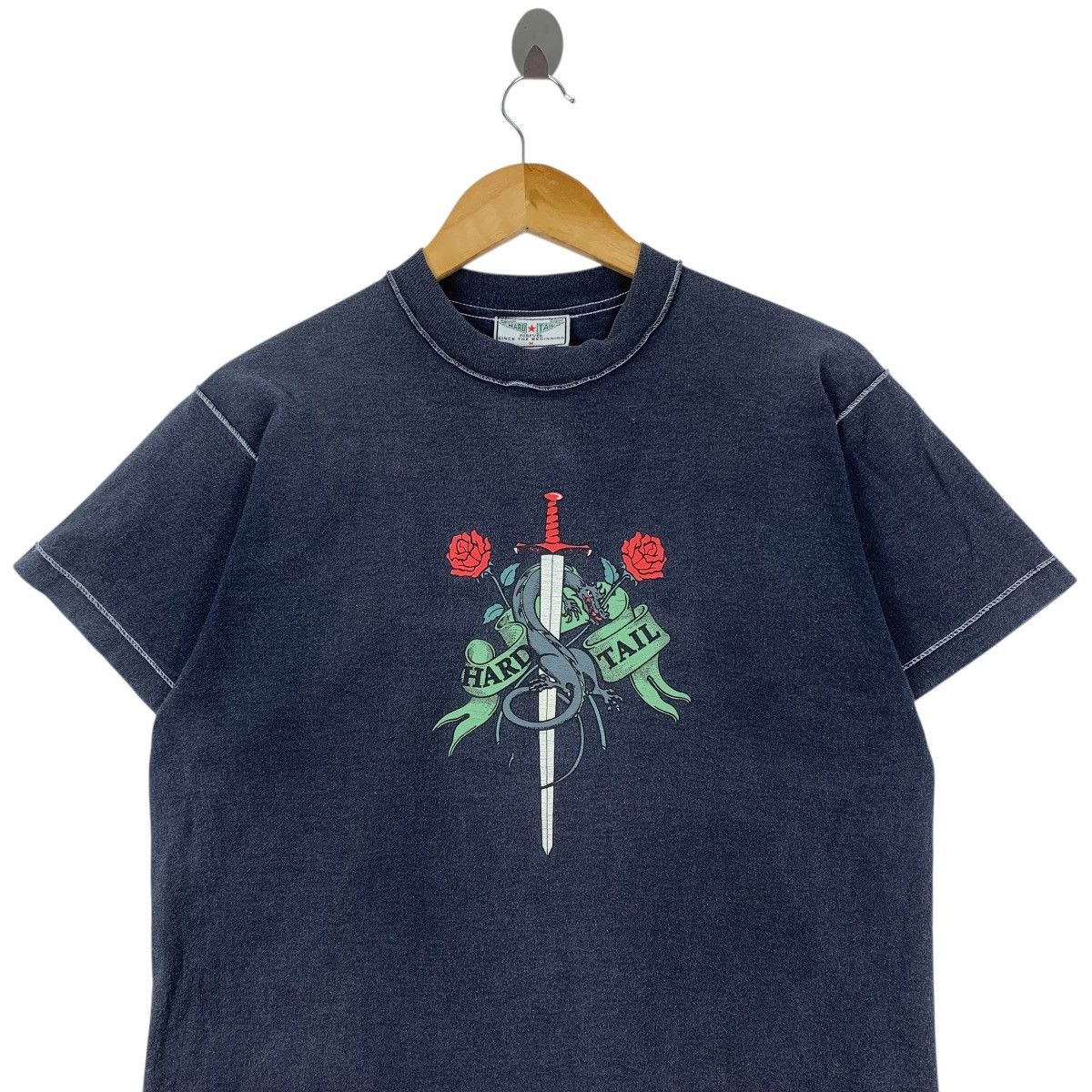 Hard Tail Vintage 90s HARD TAIL USA Surfing Skateboard Dagger Tshirt Size US M / EU 48-50 / 2 - 2 Thumbnail