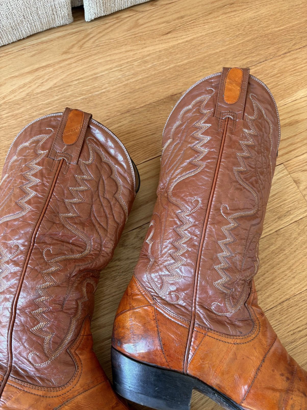 Other Montana Vintage 90s Eel Skin Cowboy Boots Tan Western 9 E Size US 9 / EU 42 - 9 Thumbnail