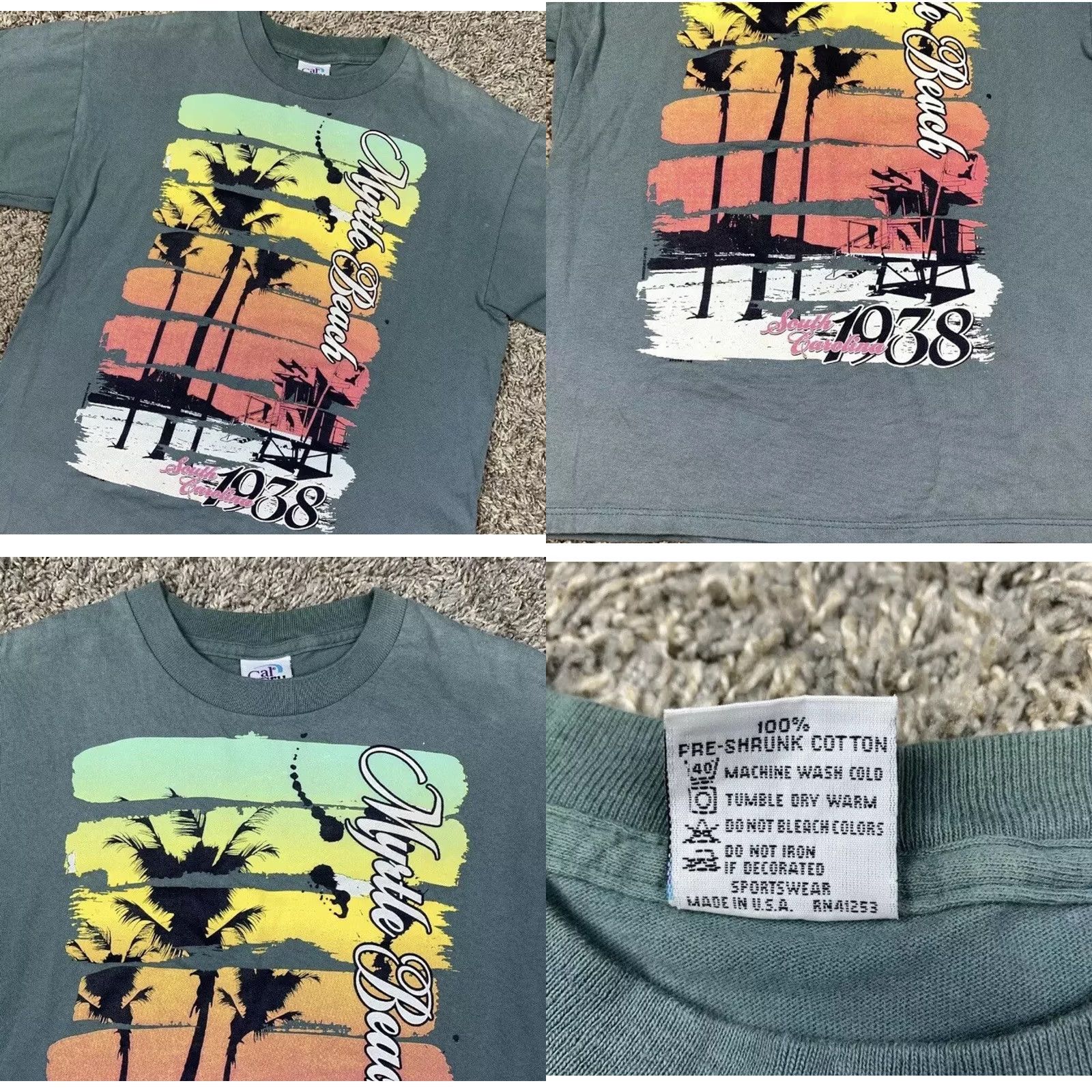 Vintage VINTAGE Cal Cru Myrtle Beach T Shirt Striped 90s Graphic Crew Neck Short Sleeve Medium Blue Men Size US M / EU 48-50 / 2 - 8 Thumbnail