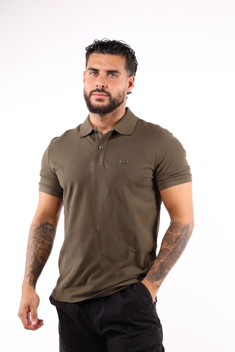 C.P. Company o1y1224 Logo Polo T-Shirt in Military Green Size US XS / EU 42 / 0 - 3 Thumbnail