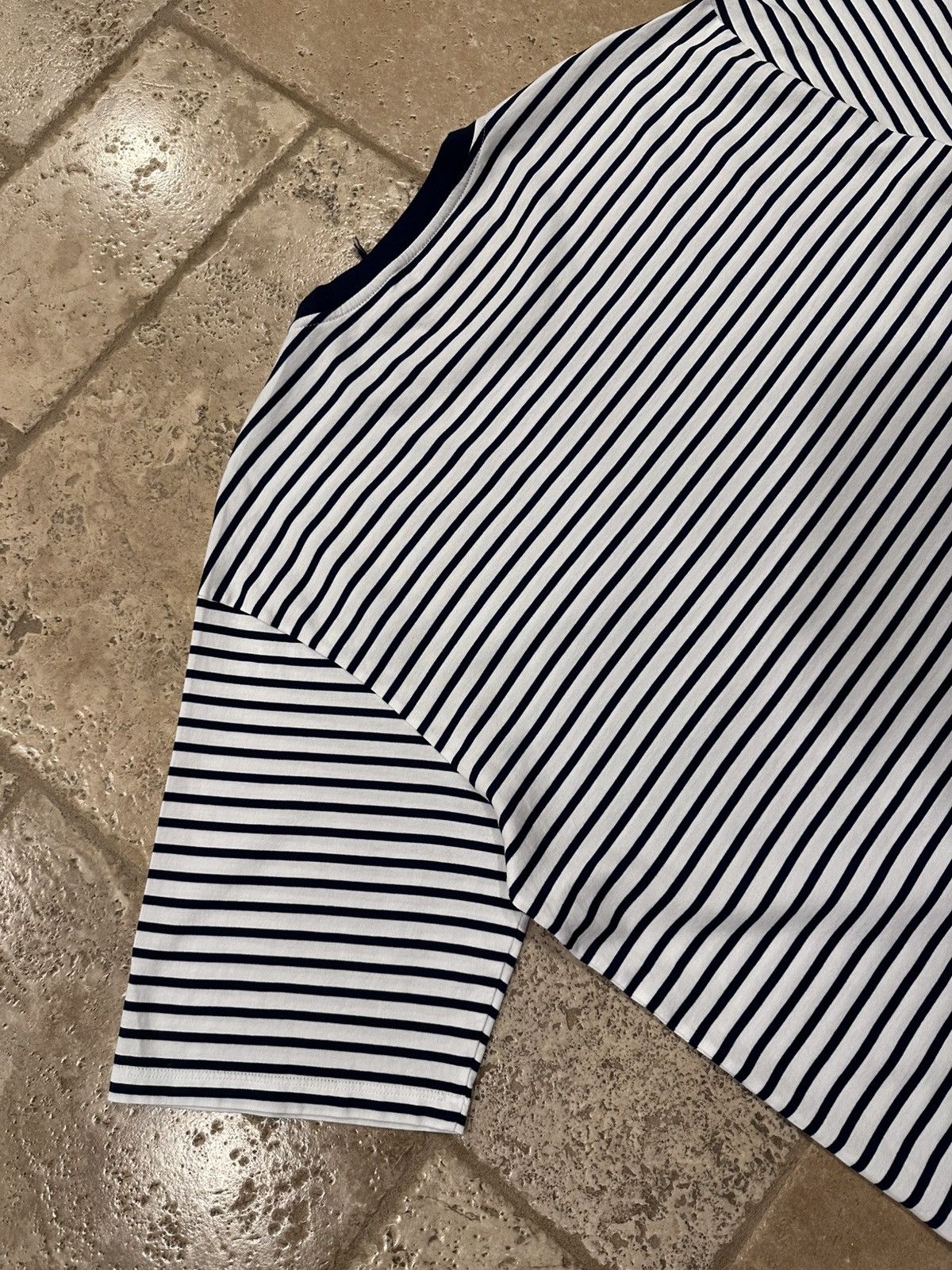 Prada Prada Striped Navy White Cotton Pocket Triangle Logo T-Shirt Size US XXL / EU 58 / 5 - 11 Thumbnail