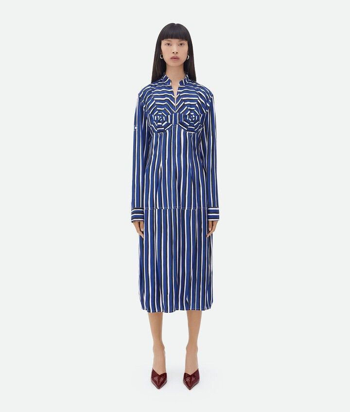 Bottega Veneta o1w1db10825 Stripe Print Viscose And Silk Dress Multicolor Size XS / US 0-2 / IT 36-38 - 4 Thumbnail