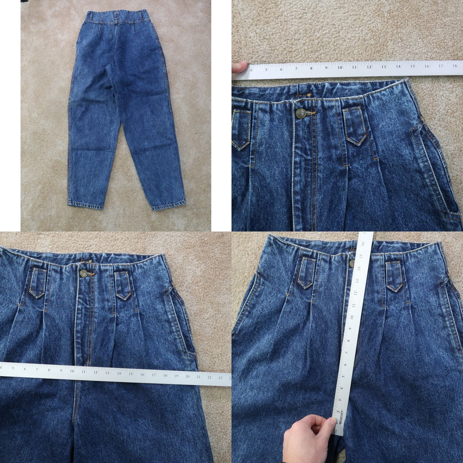 Bill Blass VINTAGE Bill Blass Jeans Women's 12 High Rise Tapered 31 Inseam Denim Blue 100% Cotton 5-Pocket Size 34" / US 12 / IT 48 - 8 Thumbnail