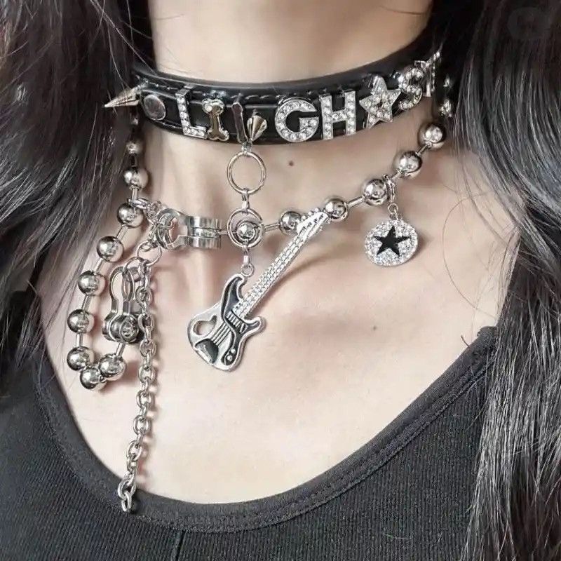 Jewelry × Vintage Grunge Jewelry Guitar Pendant Necklace Size ONE SIZE - 3 Thumbnail