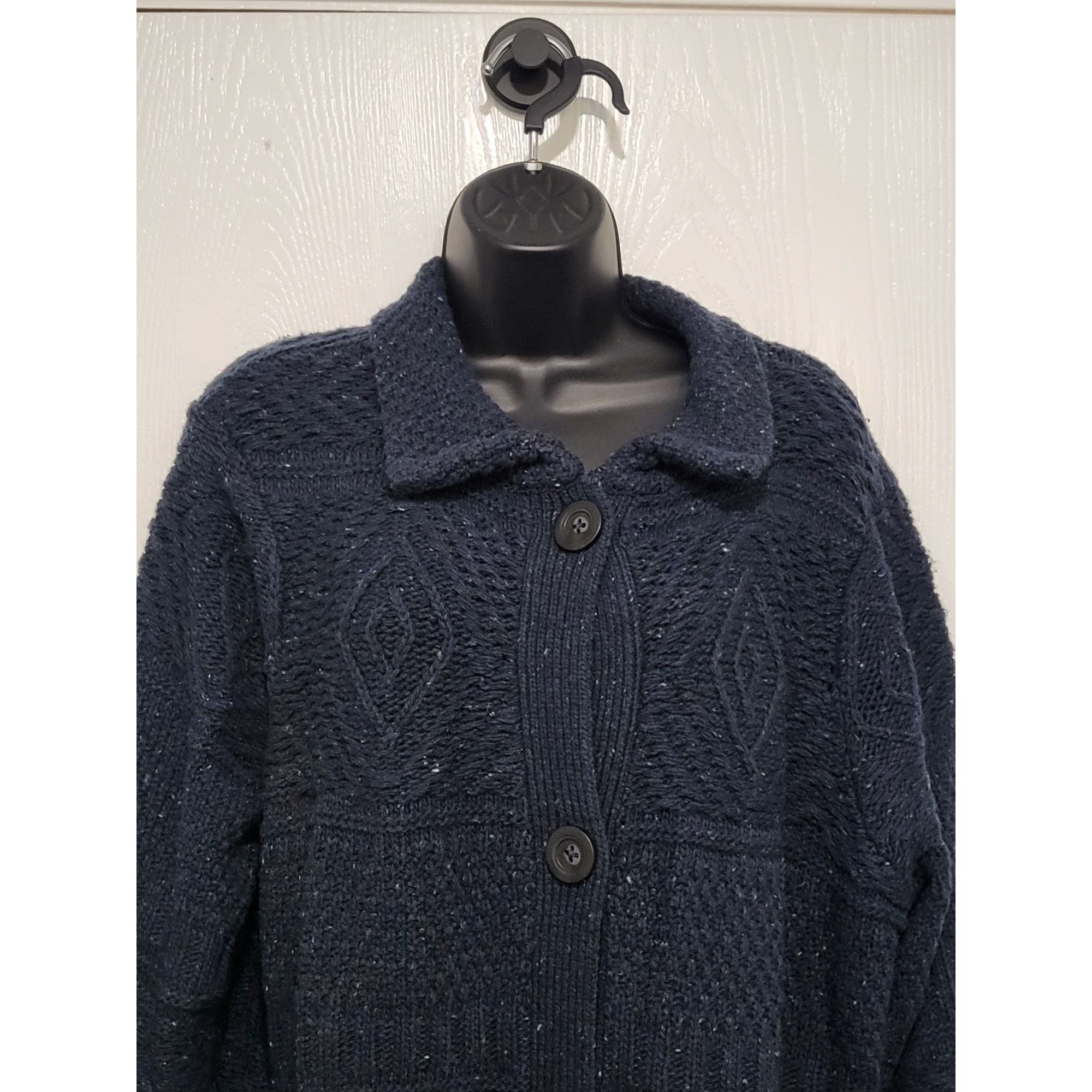 J. Jill J Jill Button Up Chunky Knit Cardigan Women XL Tall Blue Woo Size XL / US 12-14 / IT 48-50 - 2 Thumbnail