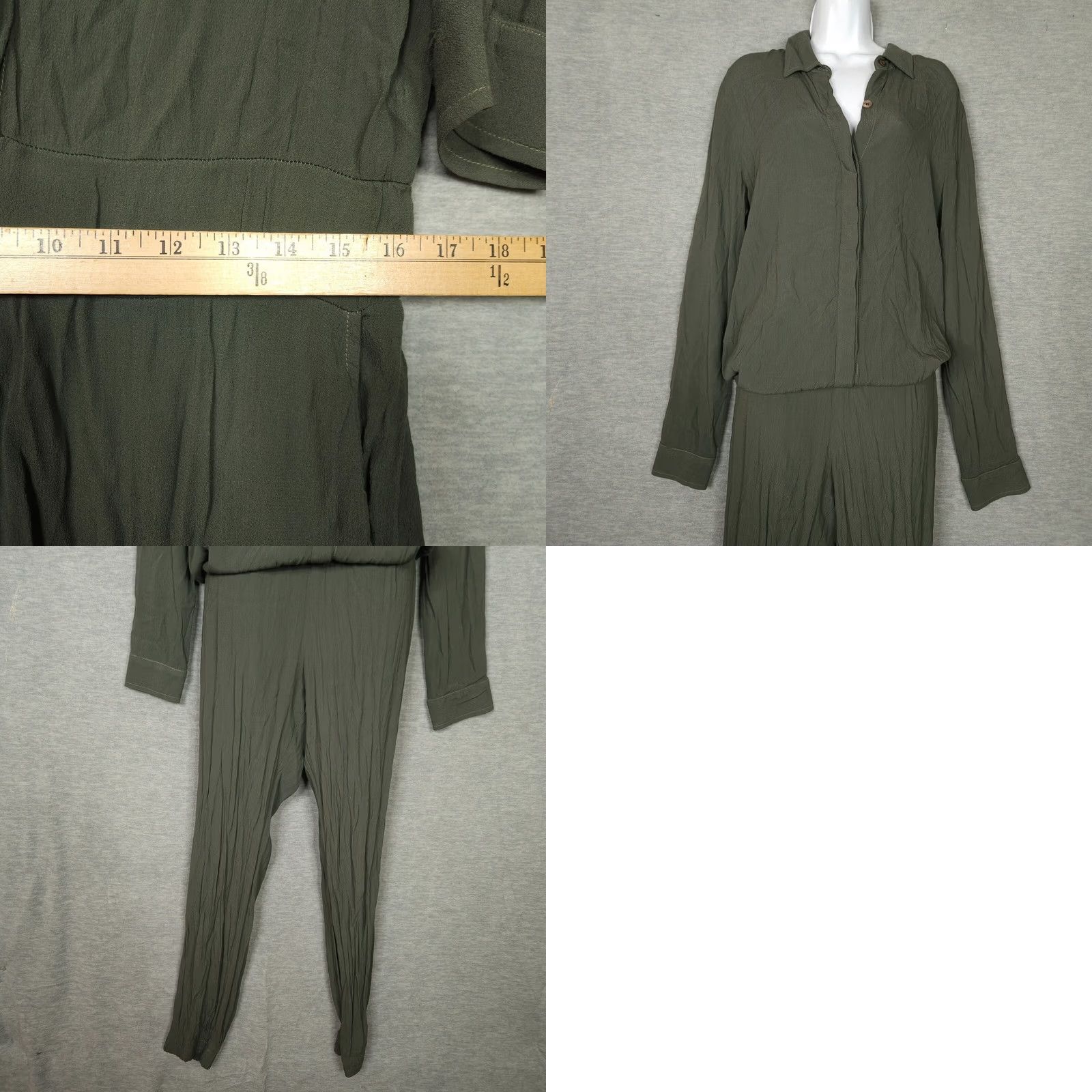 MONROW Monrow Jumpsuit Shirt Dress? (Note: The original title is: "Monrow Women's Button up Long Sleeve Olive Green Jumpsuit Size L".) Size L / US 10 / IT 46 - 8 Thumbnail