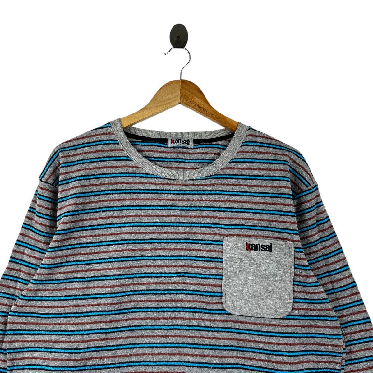 Kansai Yamamoto Vintage Kansai Yamamoto Striped Long Sleeve Tee 90s Japan Size US L / EU 52-54 / 3 - 2 Thumbnail