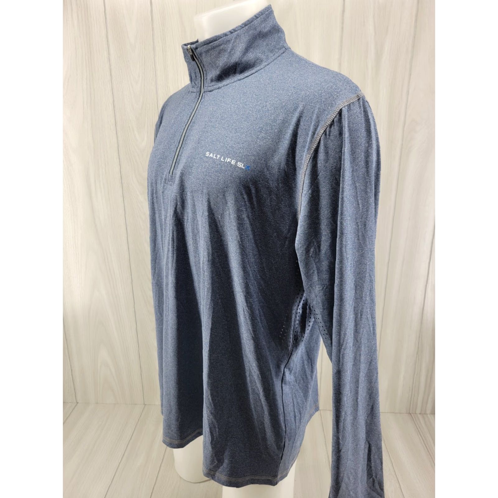Vintage Salt Life Shirt Mens XL Blue Quarter Zip Long Sleeve UV Vapor Breathing Quick Dry Moisture Wicking UV Protection Activewear Regular Fit Casual Hoodie? Size US XL / EU 56 / 4 - 2 Thumbnail
