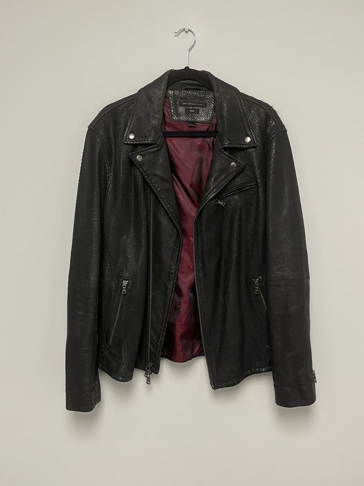John Varvatos Scaled Leather Biker Jacket Size large Size US L / EU 52-54 / 3 - 5 Thumbnail