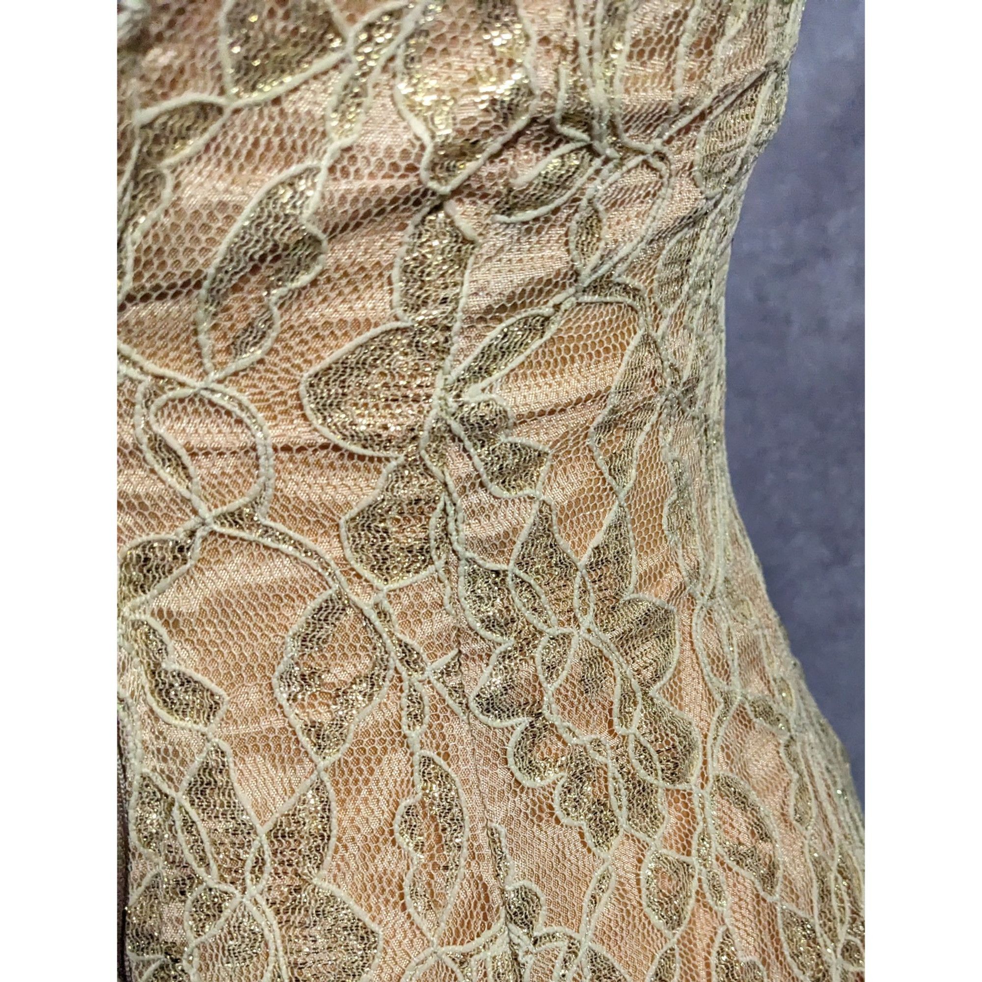 Other Vintage 90s Frederick's Of Holly Wood Gold Lace Dress Size S / US 4 / IT 40 - 14 Thumbnail