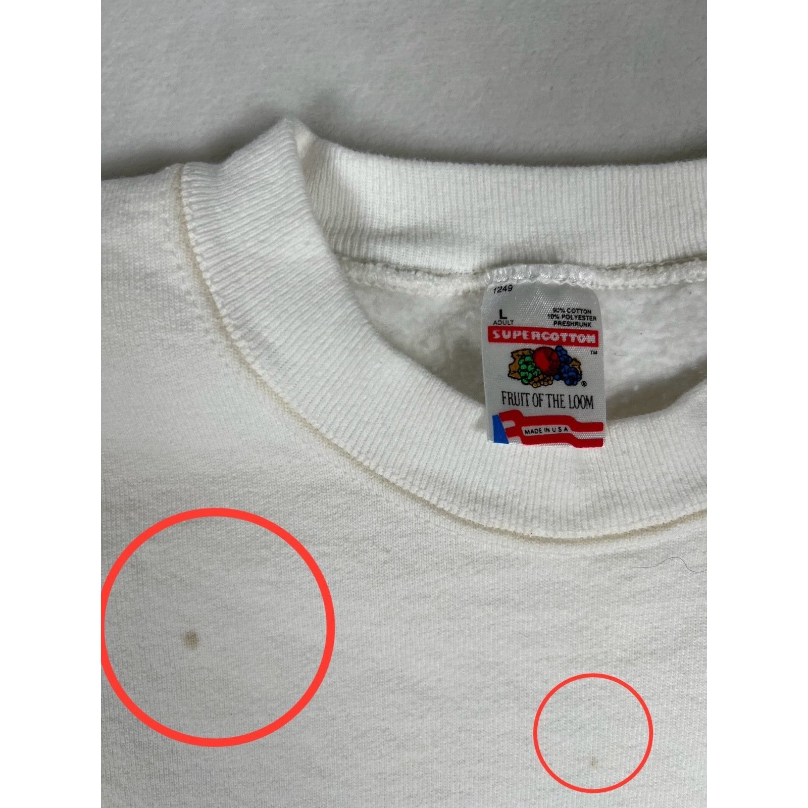 Fruit Of The Loom Vintage Fruit of Loom White Blank Sweatshirt Size Large USA Size US L / EU 52-54 / 3 - 2 Thumbnail