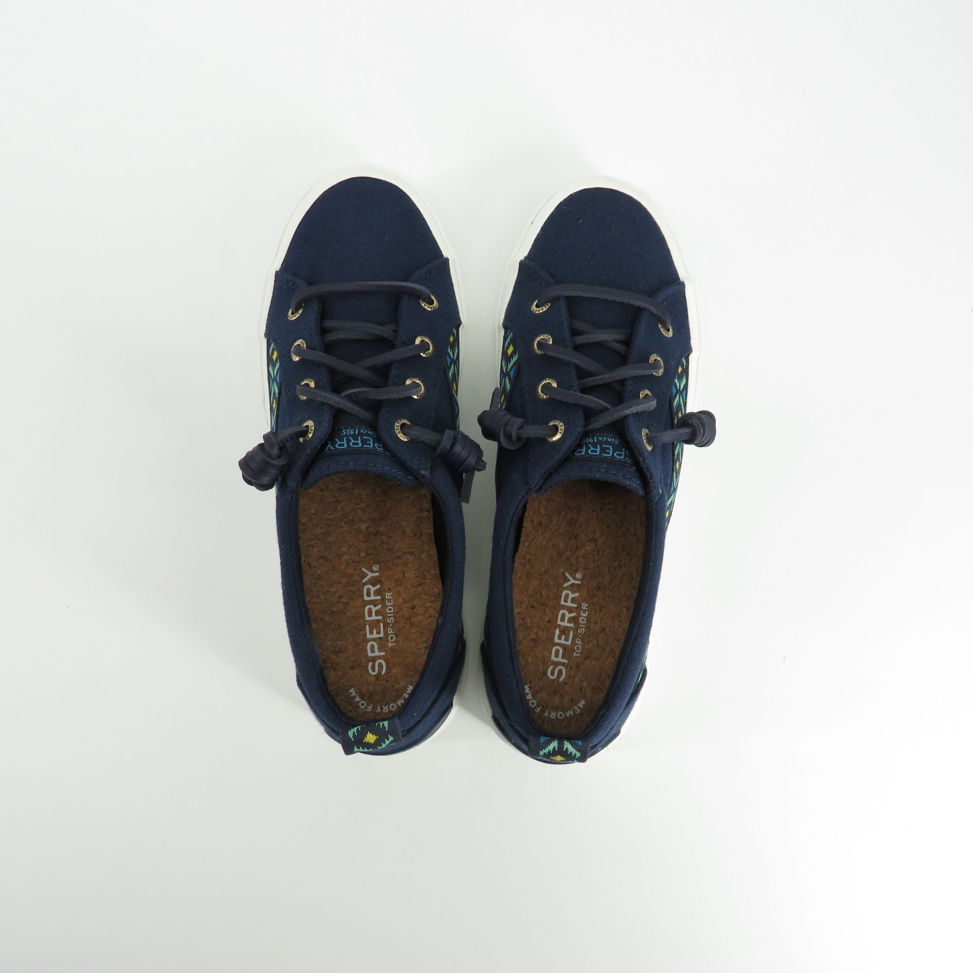 Sperry Sperry Womens Navy Canvas Sneakers Patterned Details White S Size US 6.5 / IT 36.5 - 7 Thumbnail