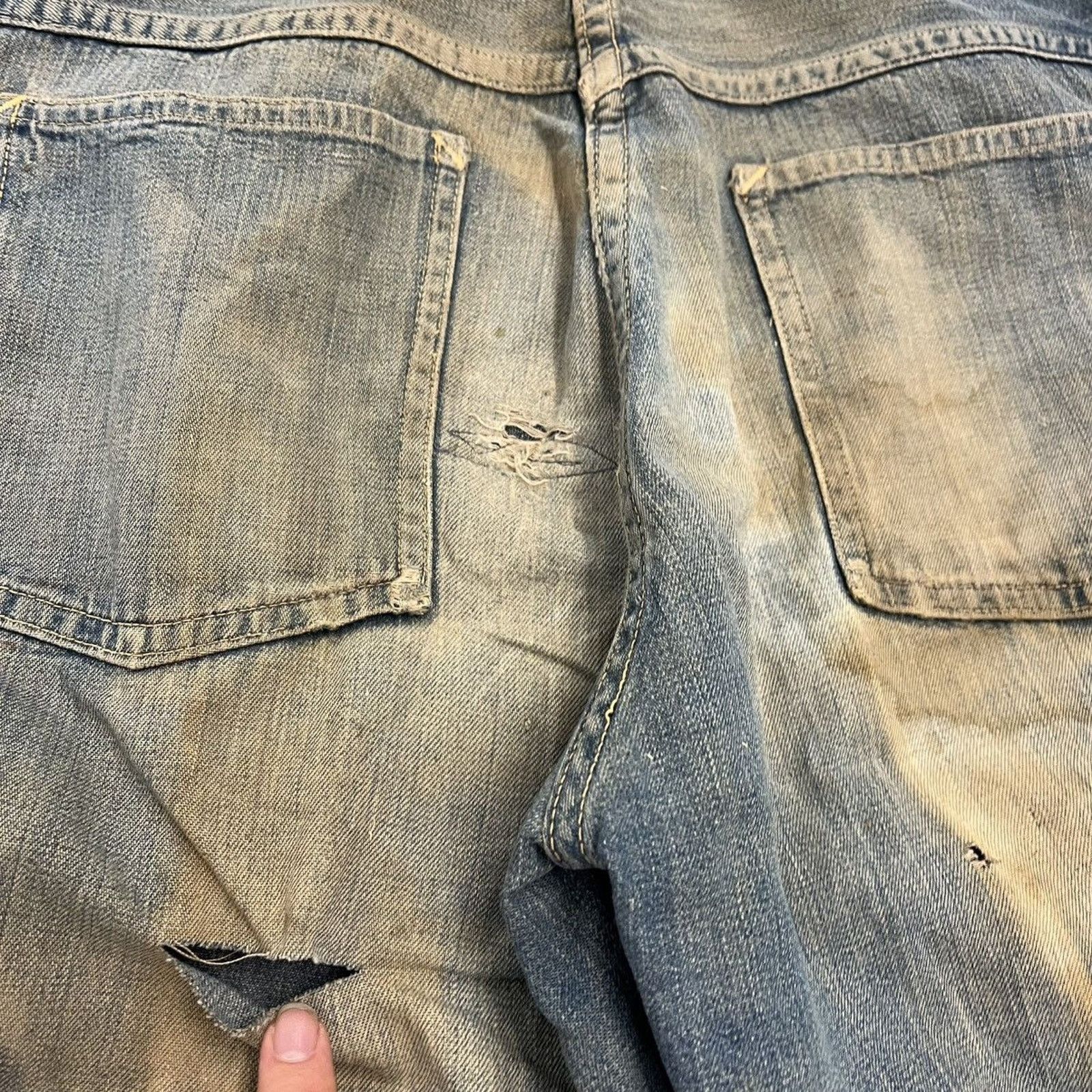 Other Vintage 50s Crown Blue Donut Buttonfly Jeans 27x30 Size 27" / US 4 / IT 40 - 4 Thumbnail